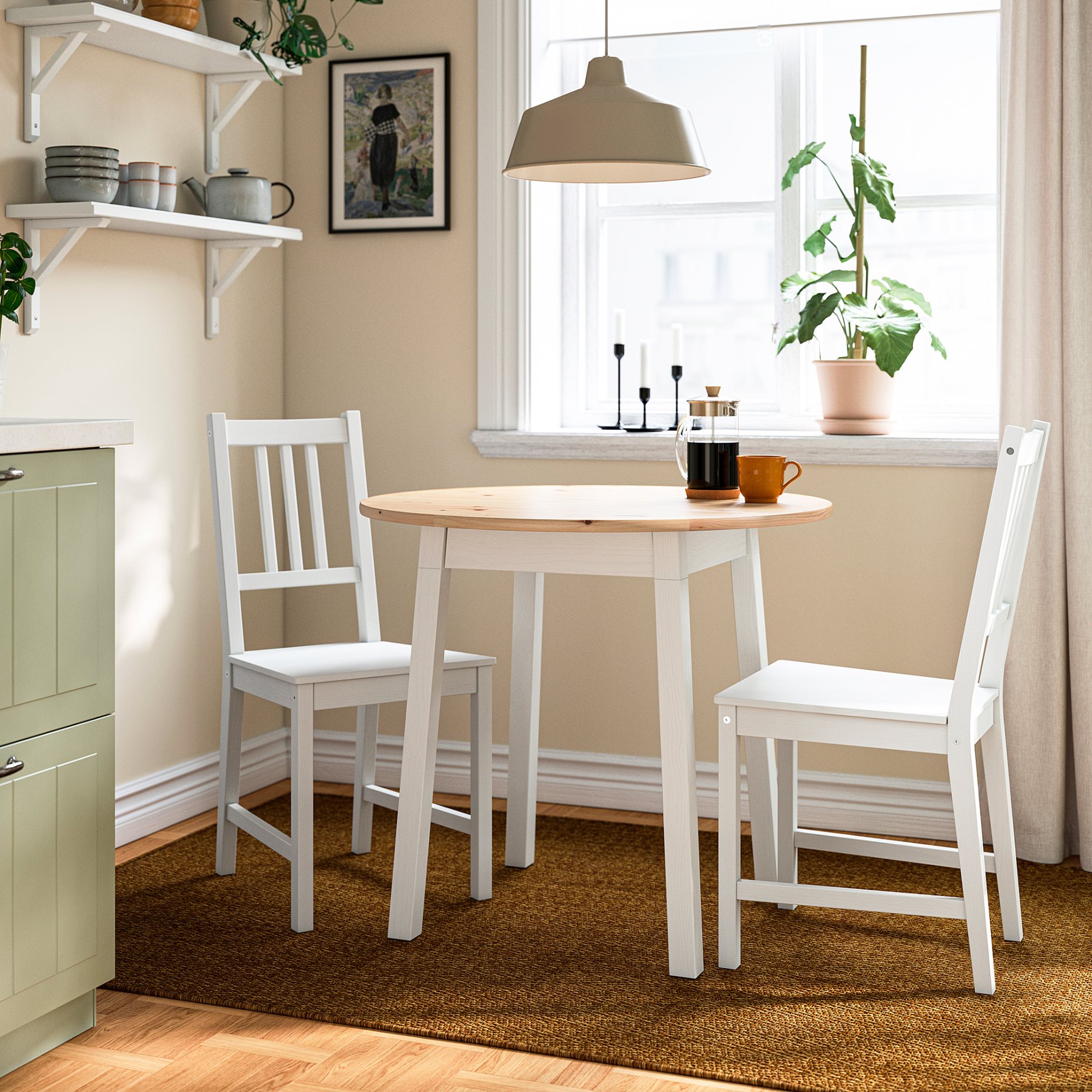 PINNTORP/PINN, table and 2 chairs, 85 cm, 396.268.31