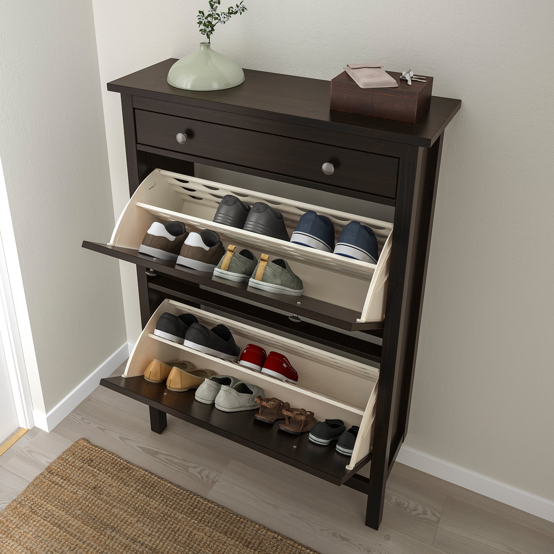 HEMNES, shoe cabinet with 2 compartments, 402.169.08