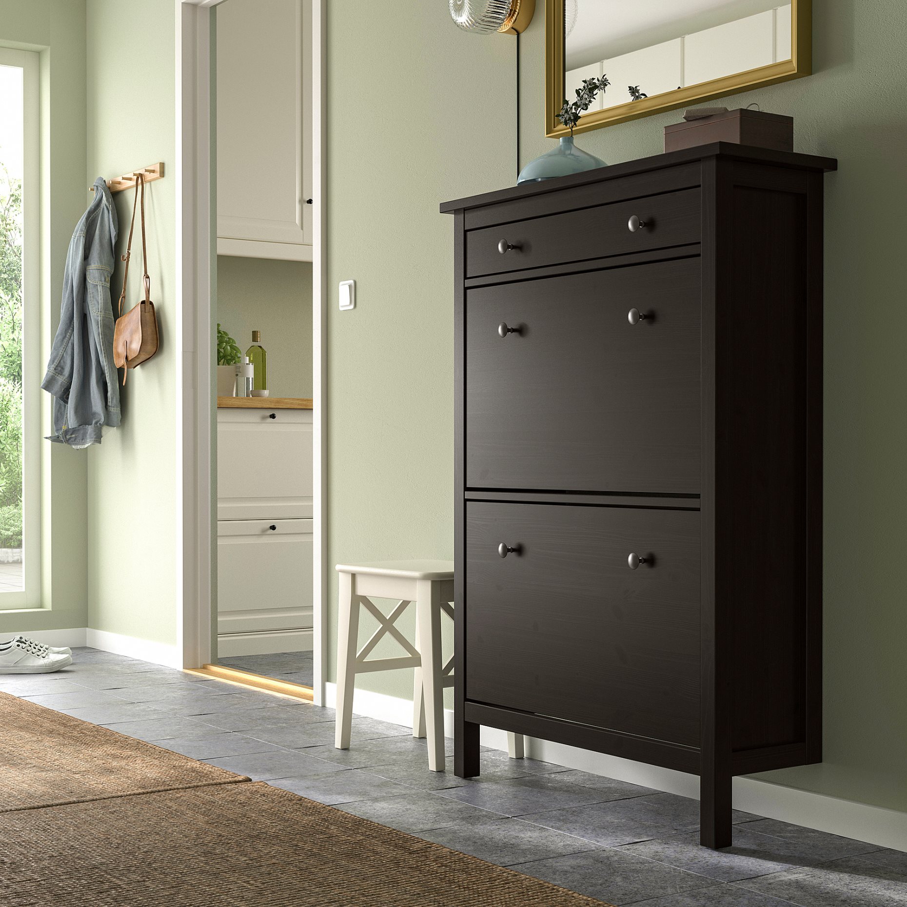 HEMNES, shoe cabinet with 2 compartments, 402.169.08