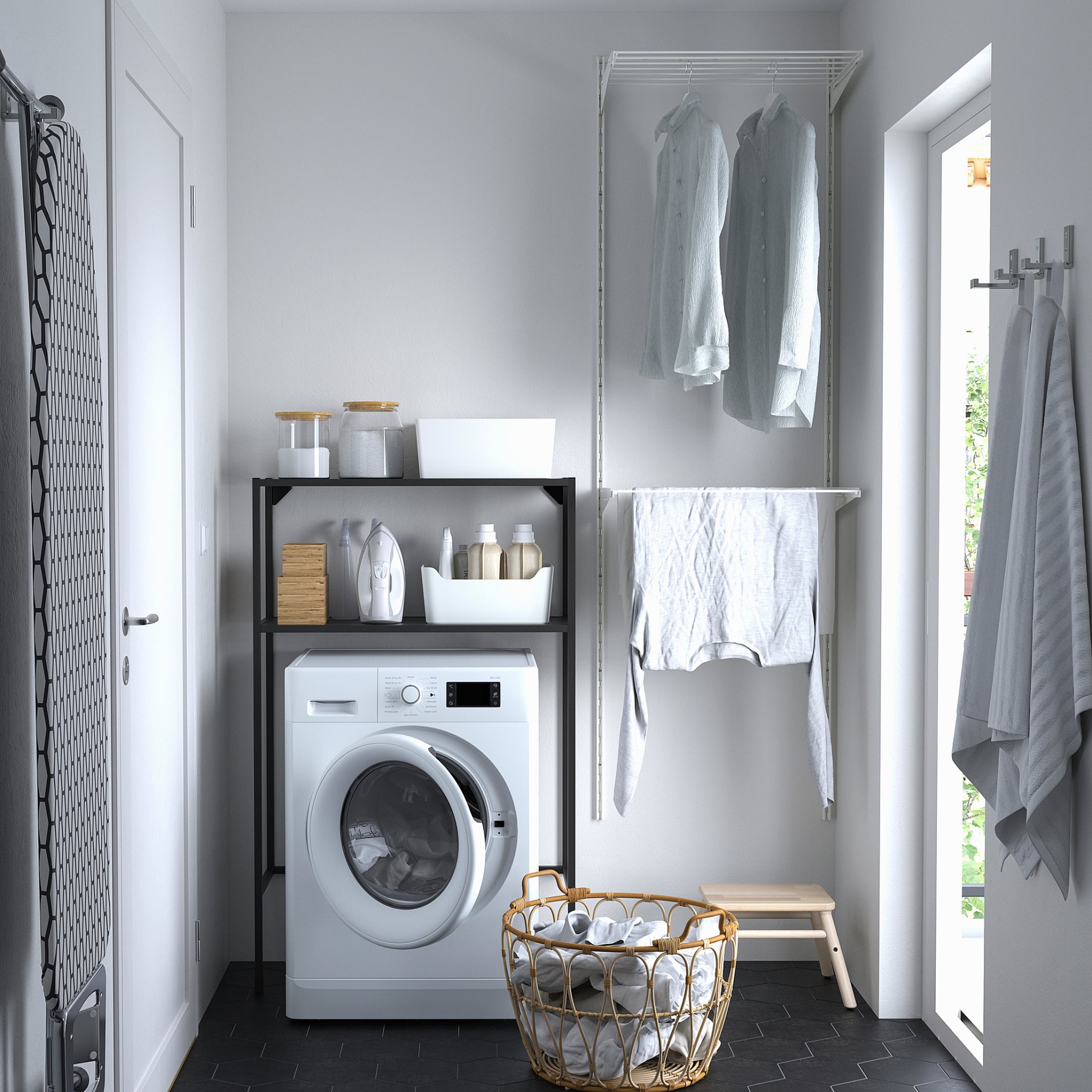 ENHET, σκελετός με ράφια για πλυντήριο ρούχων, 80x30x129 cm, 405.160.92