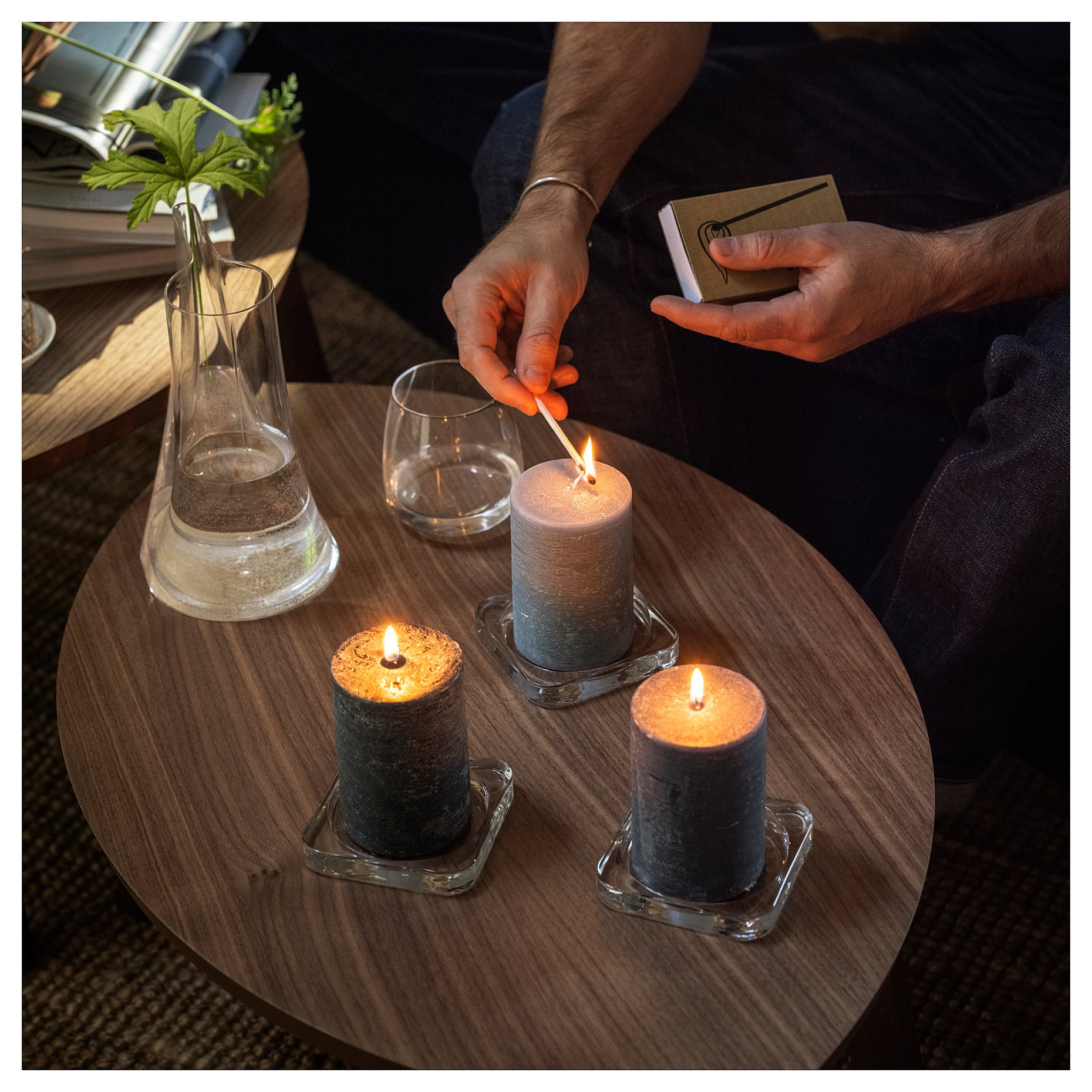 FRUKTSKOG, scented pillar candle/Vetiver & geranium/3 pack, 30 hr, 405.558.37