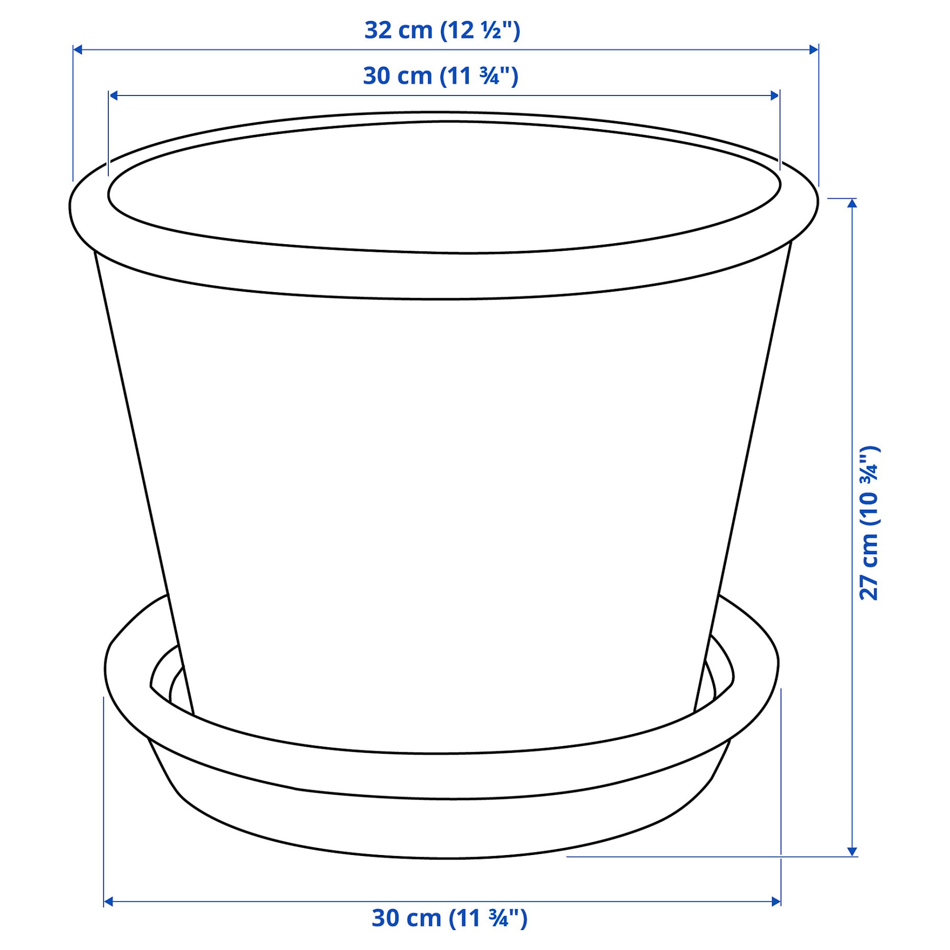 MUSKOTBLOMMA, κασπό με πιάτο/εσωτερικού/εξωτερικού χώρου, 24 cm, 405.607.25