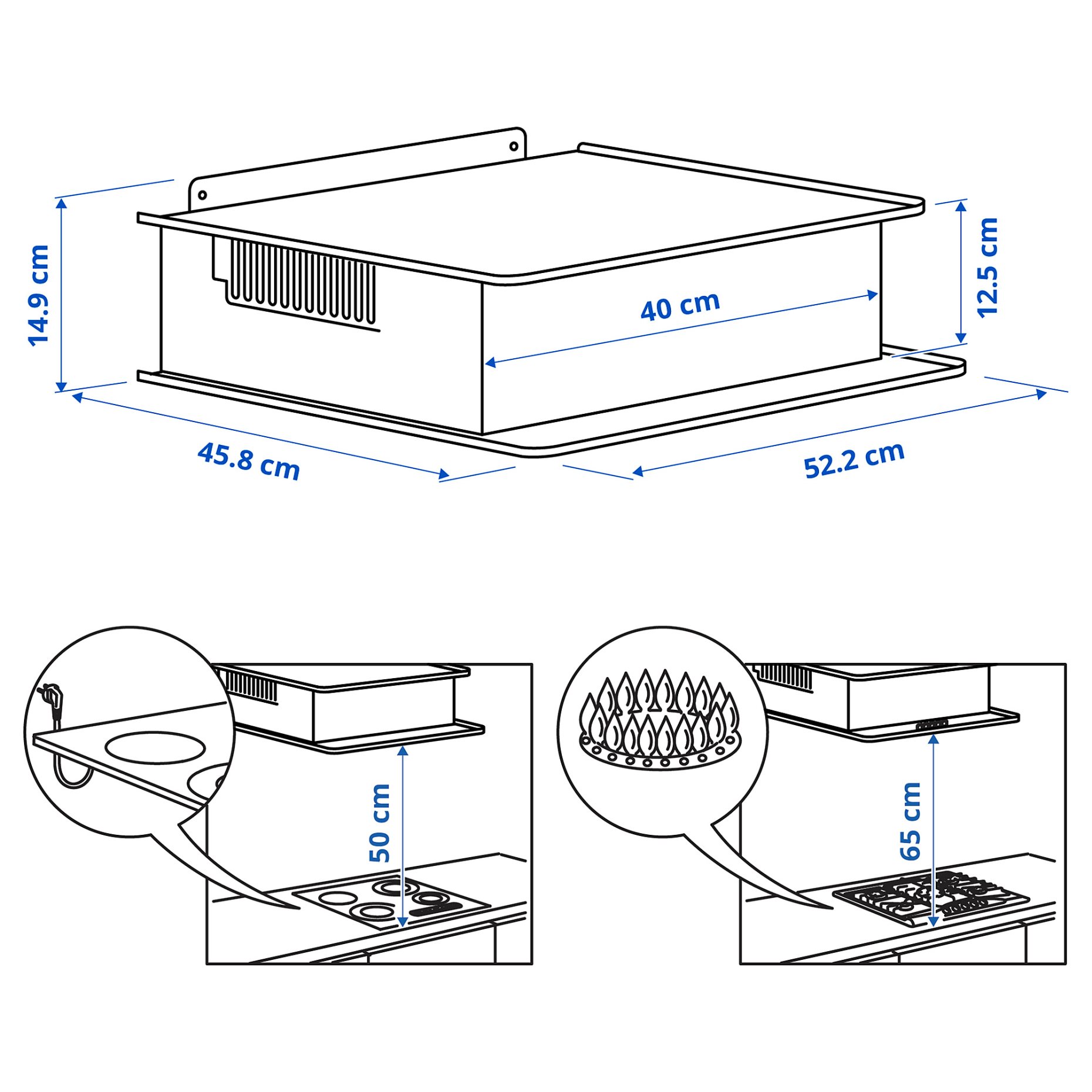 VIGGBO, απορροφητήρας τοίχου/IKEA 300, 52 cm, 405.931.32