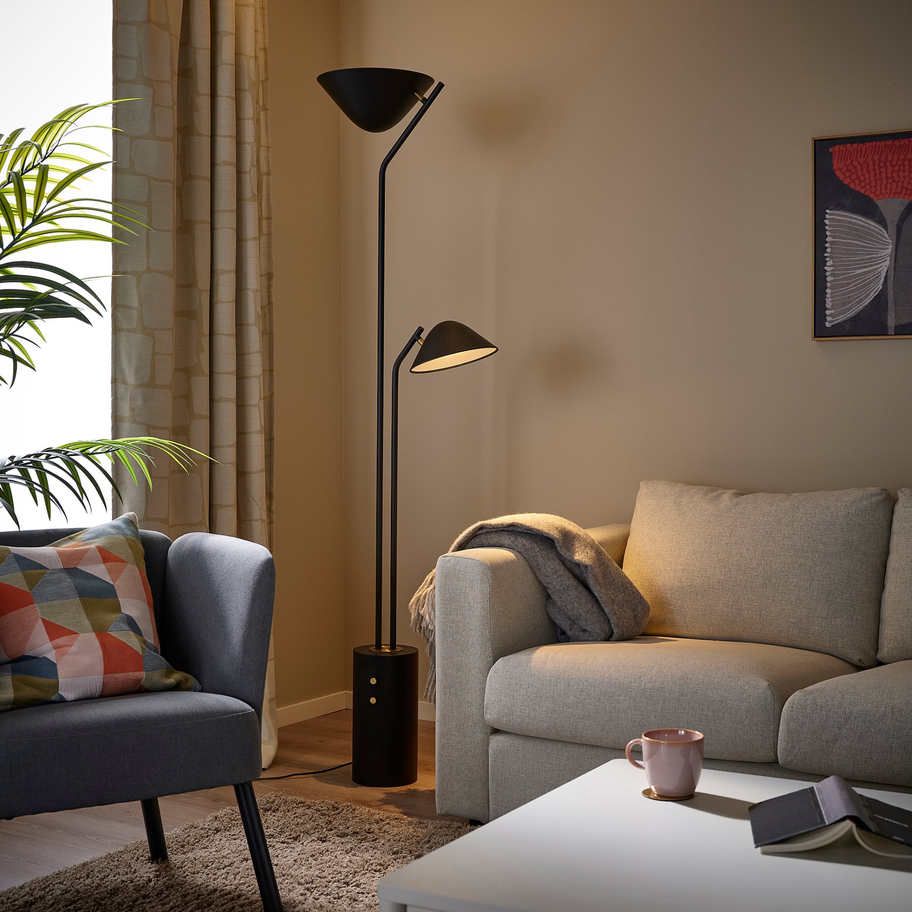 TRÅDNATE, floor uplighter/reading lamp, 180 cm, 405.960.55