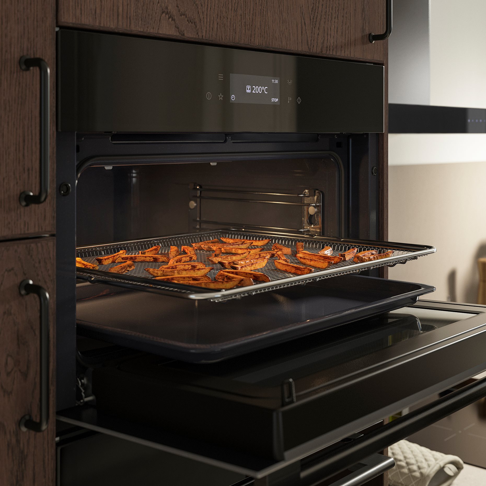 SPJUTBO, true fan oven with microwave/air fry/grill function/black/IKEA 700, 406.002.79