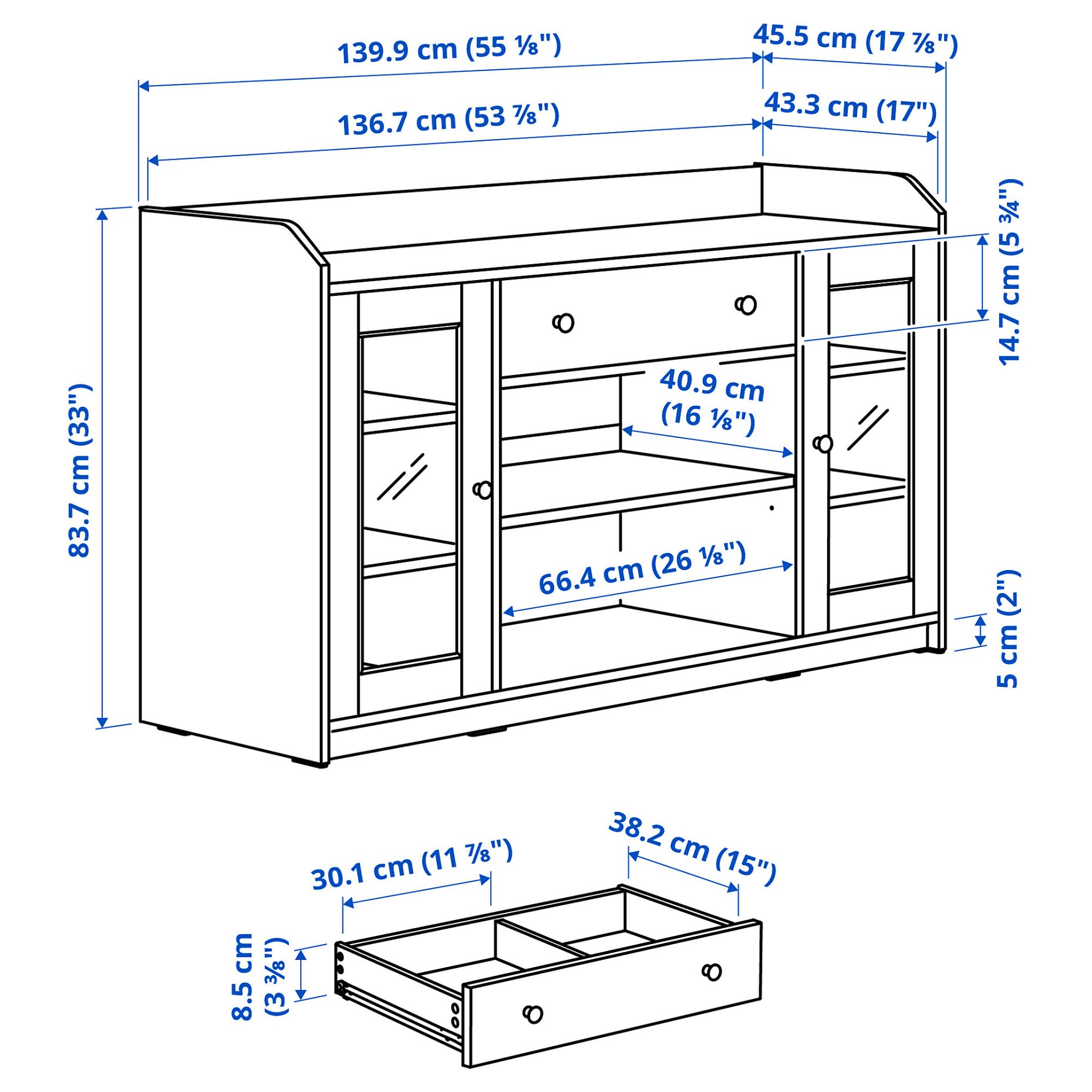 HAUGA, sideboard, 140x46x84 cm, 406.214.89