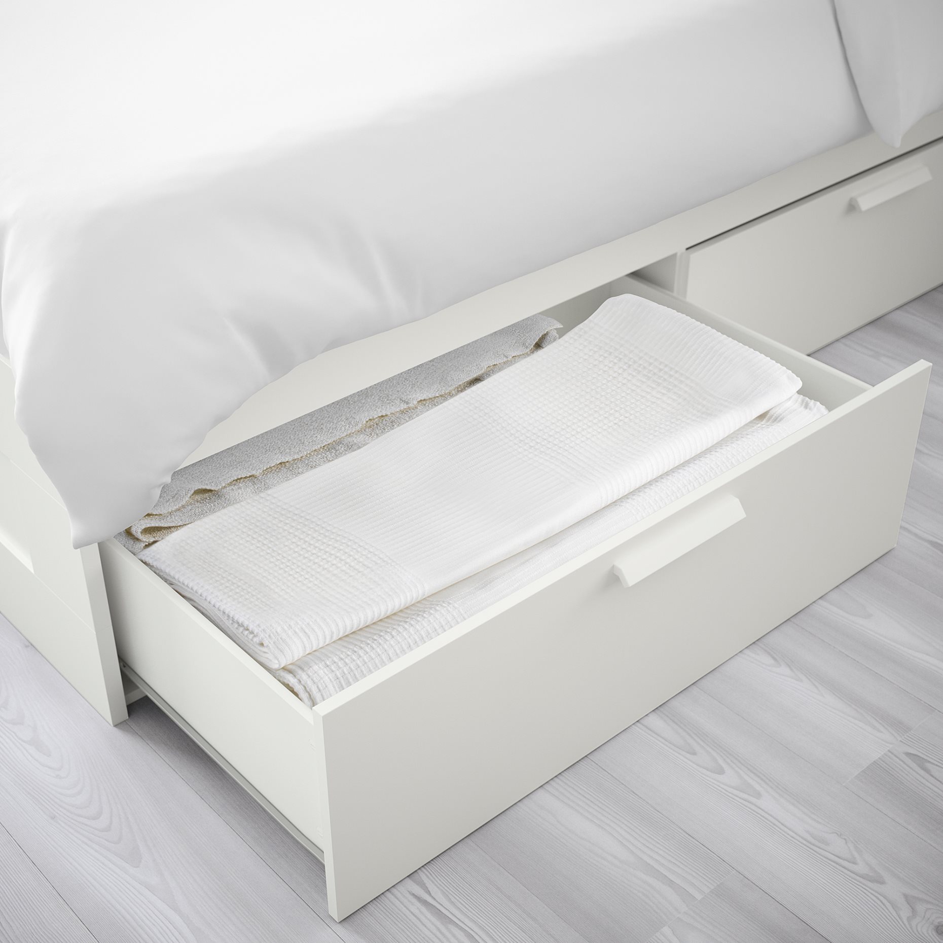 BRIMNES, bed frame with storage, 160X200 cm, 490.187.39