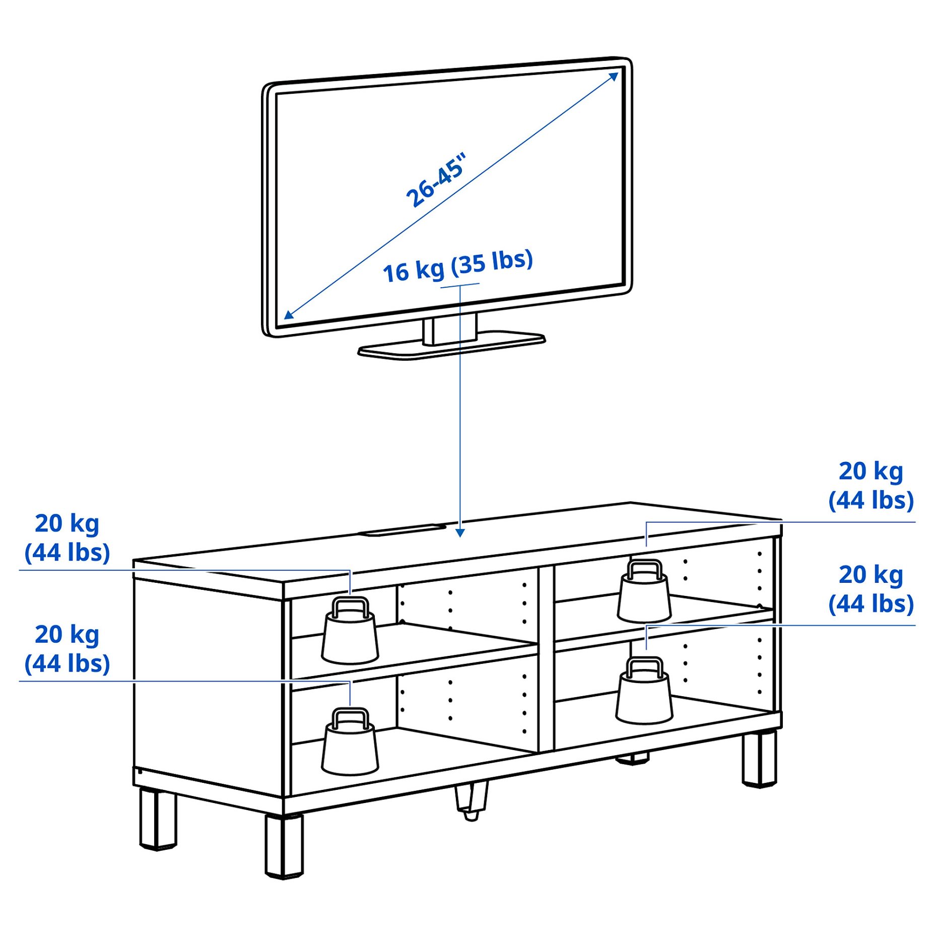 BESTÅ, TV bench, 120x40x48 cm, 490.612.28