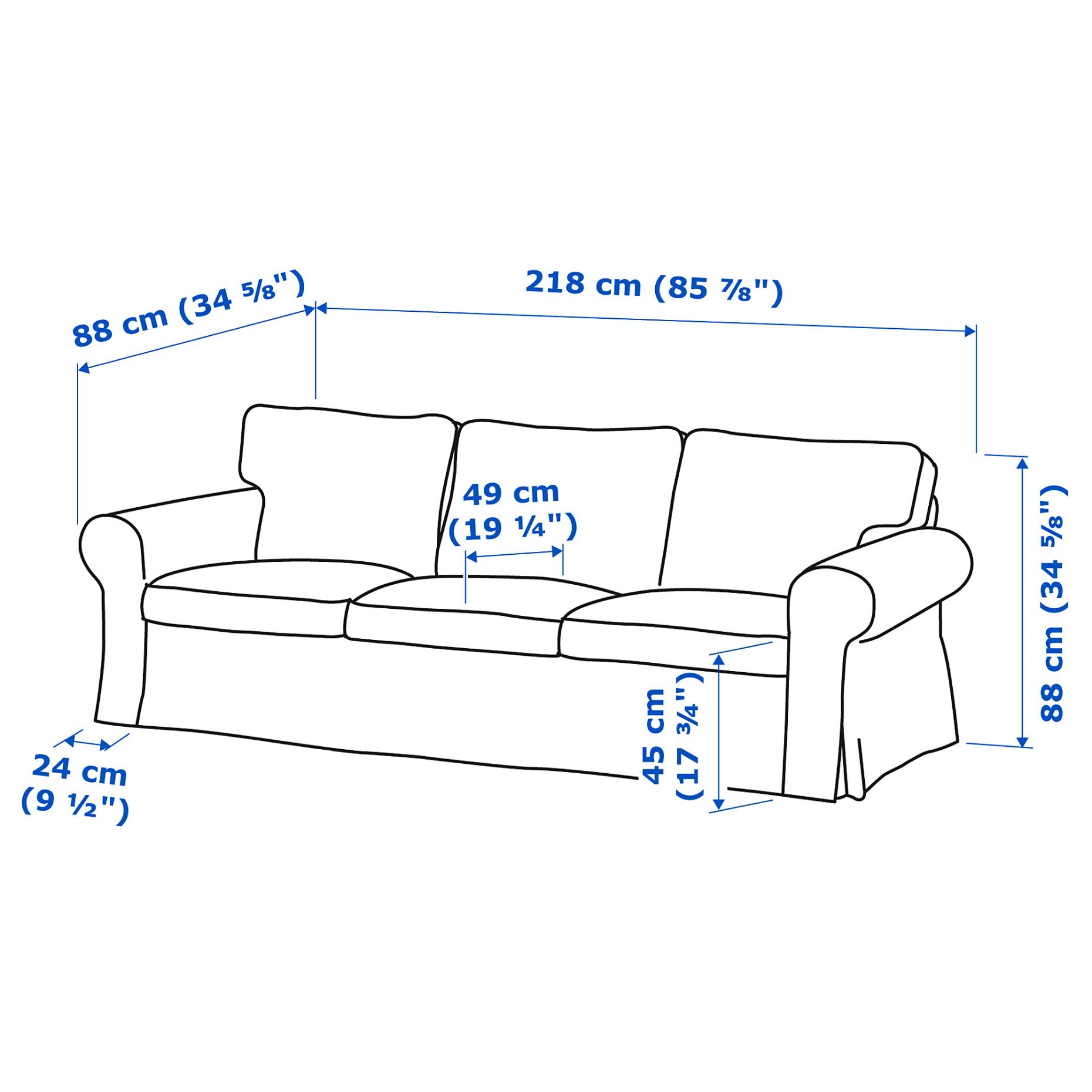 EKTORP, 3-seat sofa, 493.200.43