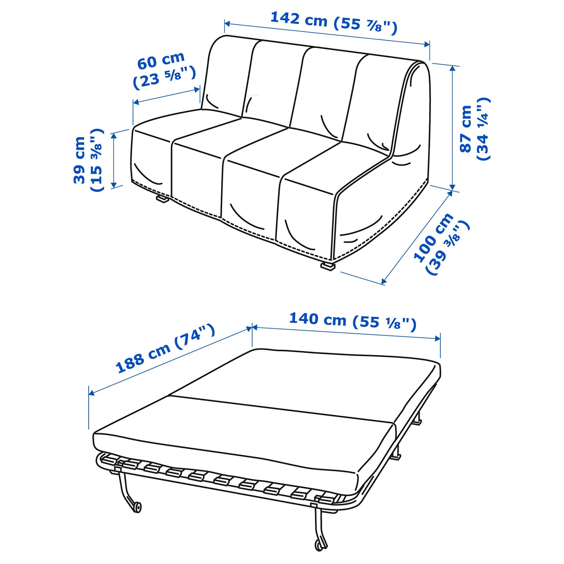 LYCKSELE HAVET, 2-seat sofa-bed, 493.870.24