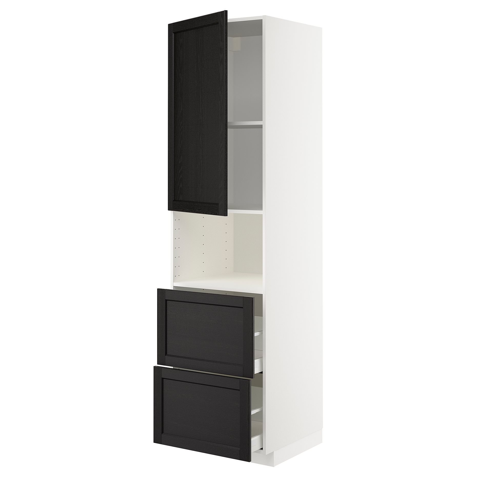 METOD/MAXIMERA, high cabinet for microwave with door/2 drawers, 60x60x220 cm, 494.599.78