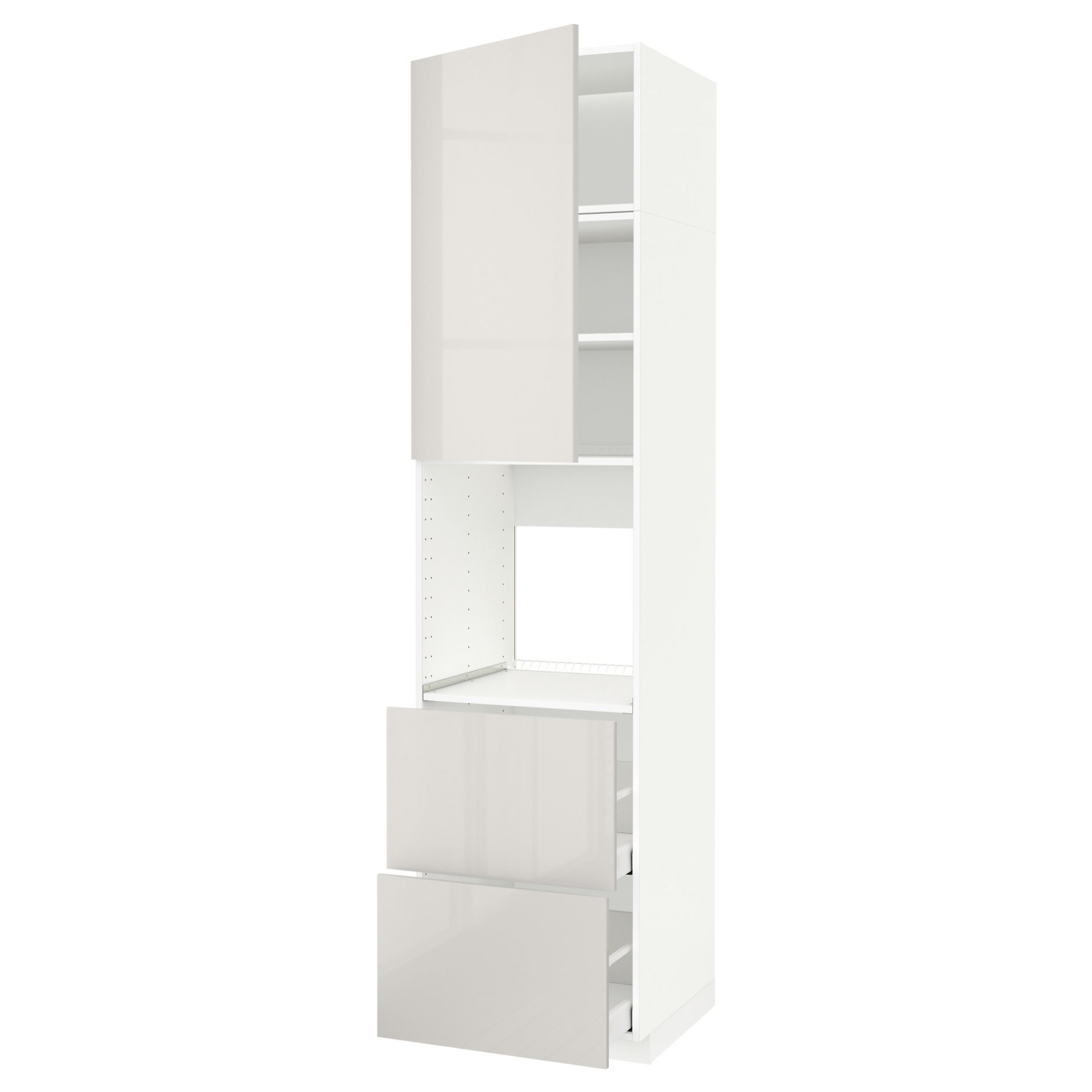 METOD/MAXIMERA, high cabinet for oven with door/2 drawers, 60x60x240 cm, 494.647.05