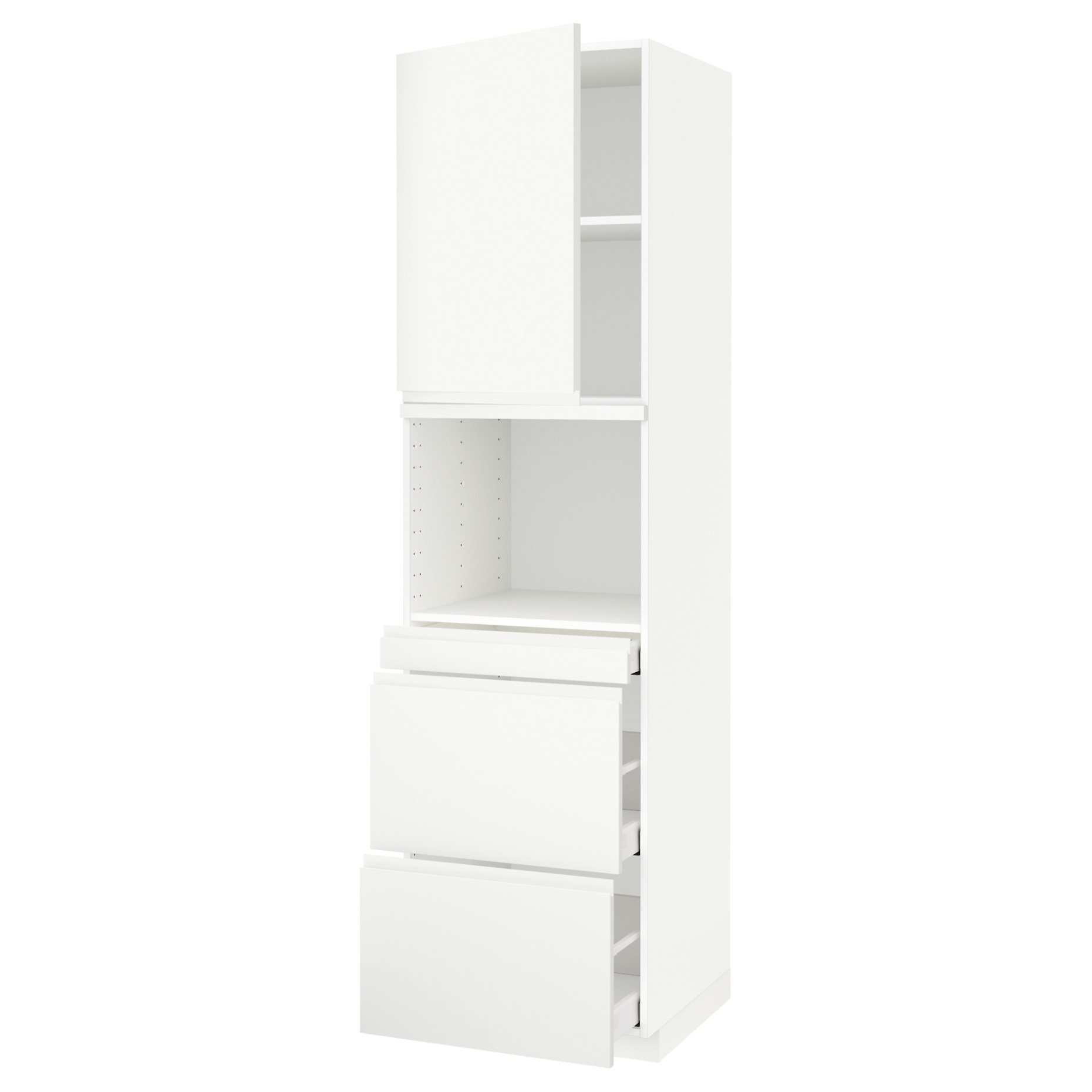 METOD/MAXIMERA, high cabinet for microwave combi with door/3 drawers, 60x60x220 cm, 494.654.70