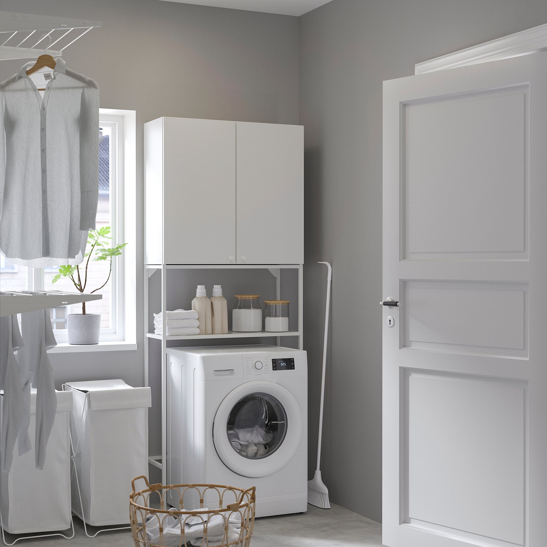 ENHET, σύνθεση αποθήκευσης για χώρο πλυντήριου, 80x32x204 cm, 494.774.30