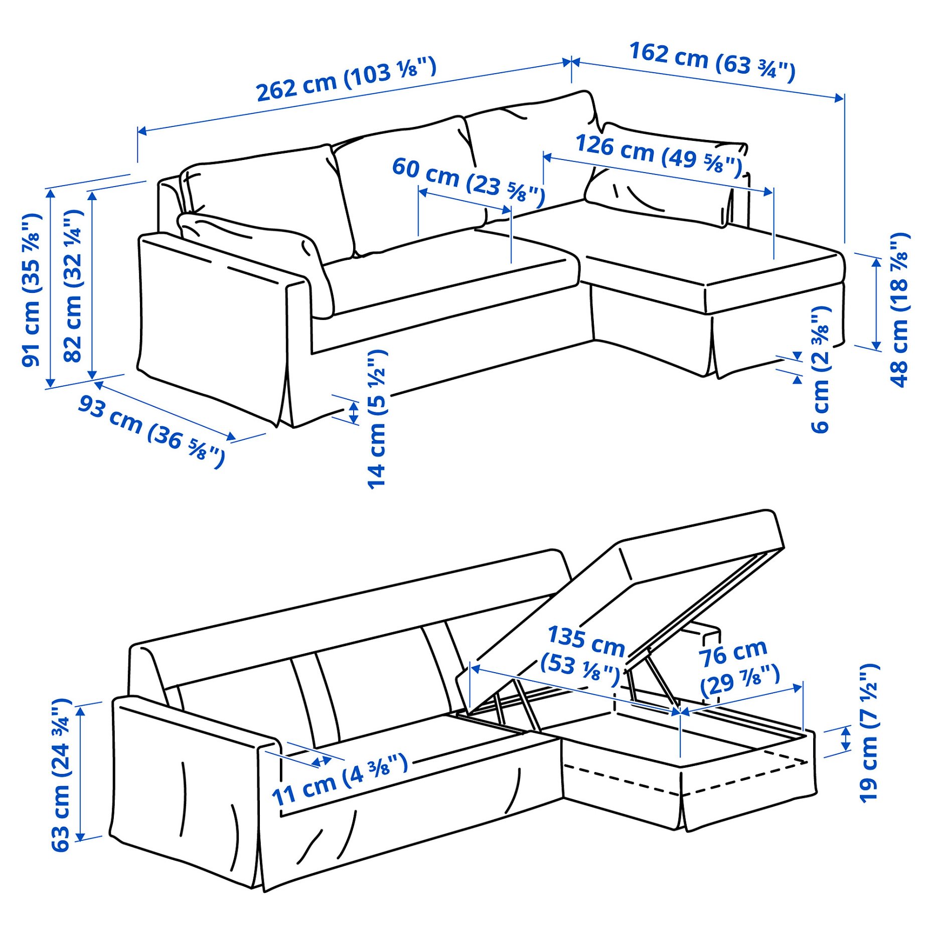 HYLTARP, 3θέσιος κανπές με σεζλόνγκ, δεξιά, 494.958.20
