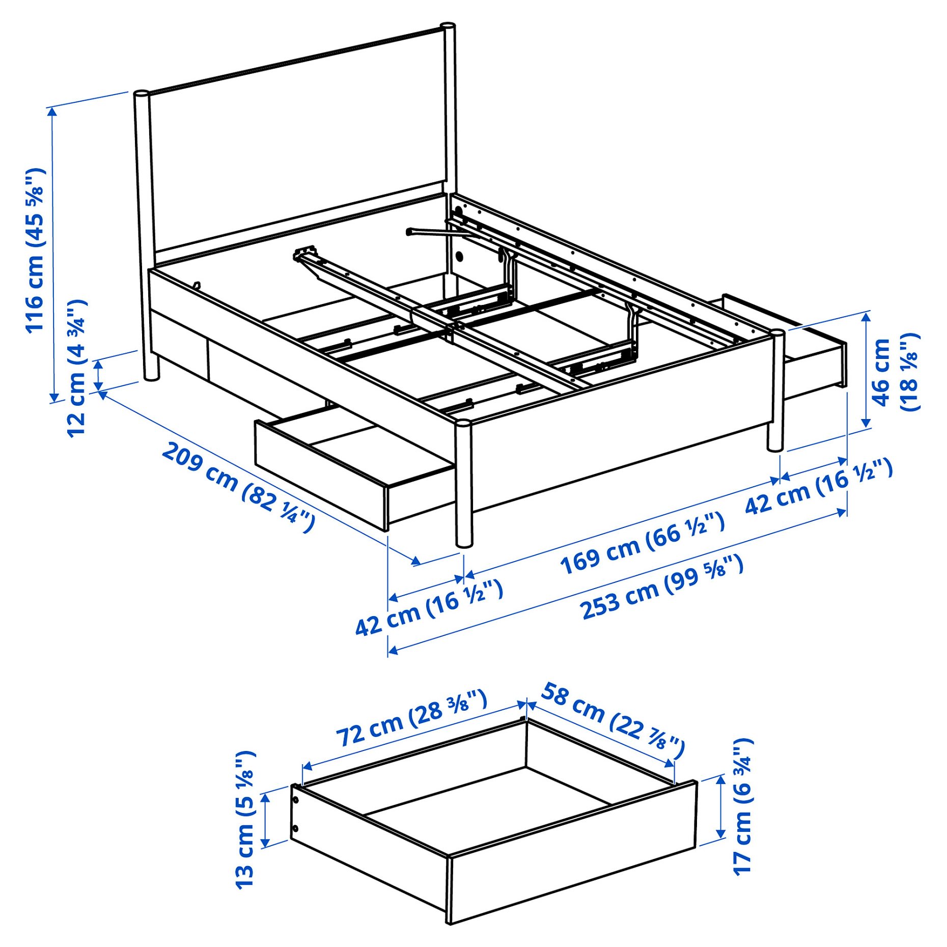 TONSTAD, bed frame with storage, 160x200 cm, 494.966.88
