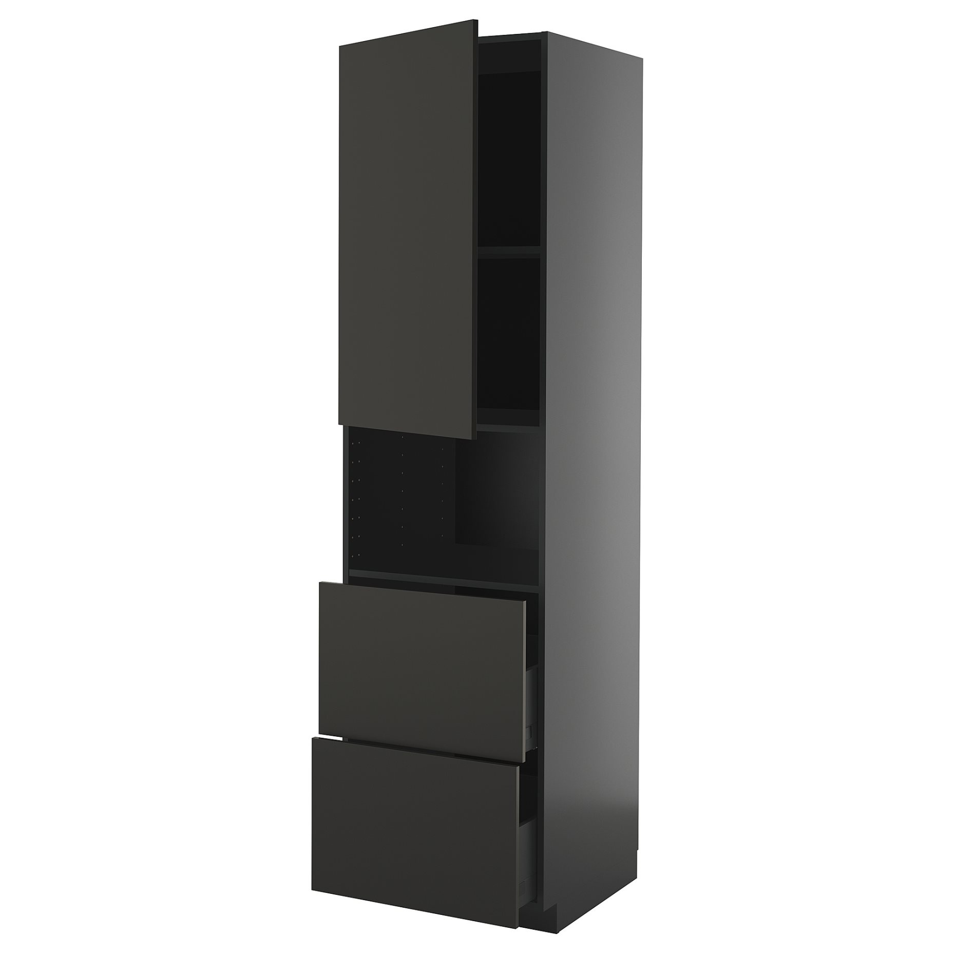 METOD/KNIVSHULT, high cabinet for microwave with door/2 drawers, 60x60x220 cm, 495.882.92