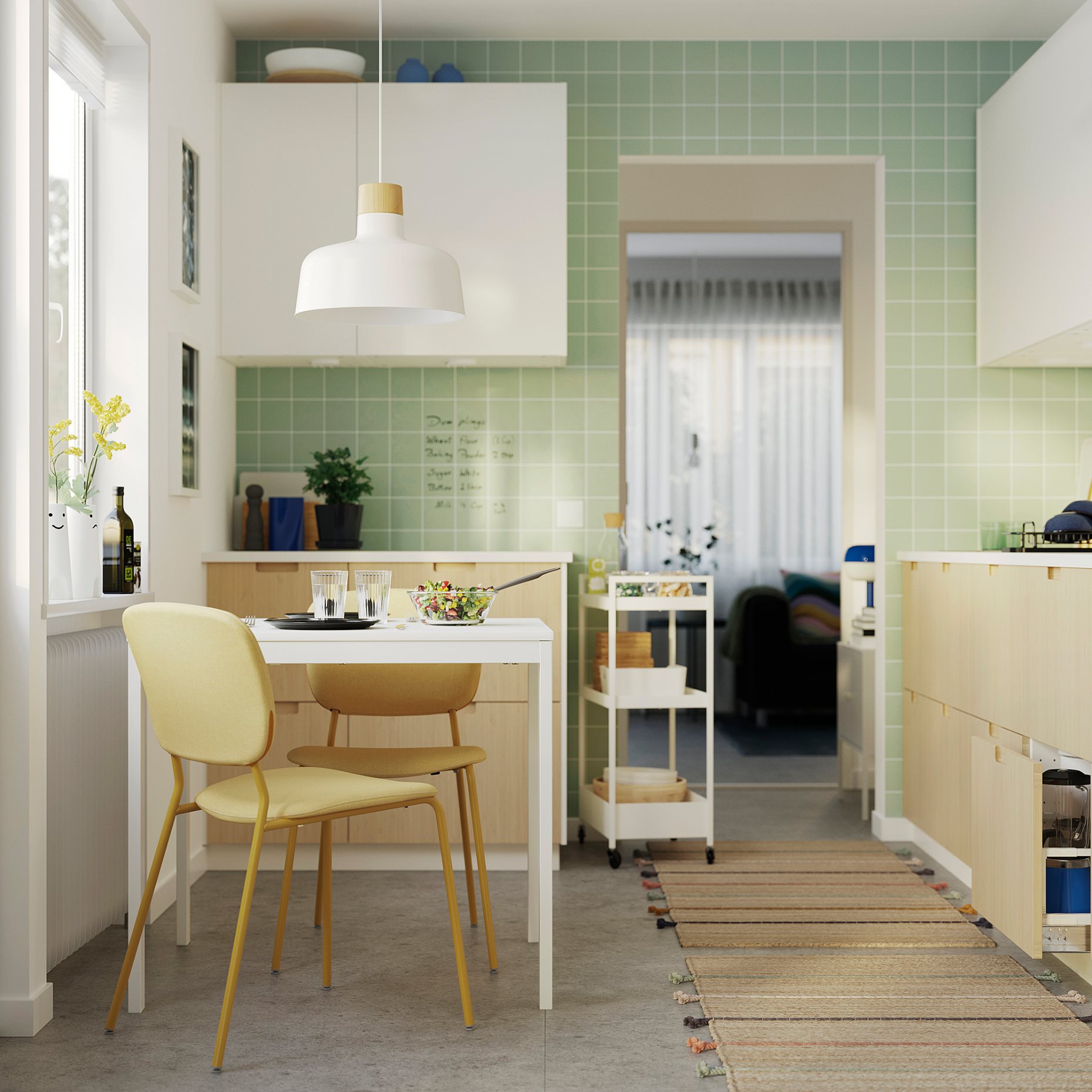 VIHALS, table and 2 chairs, 84/120x74 cm, 496.067.81