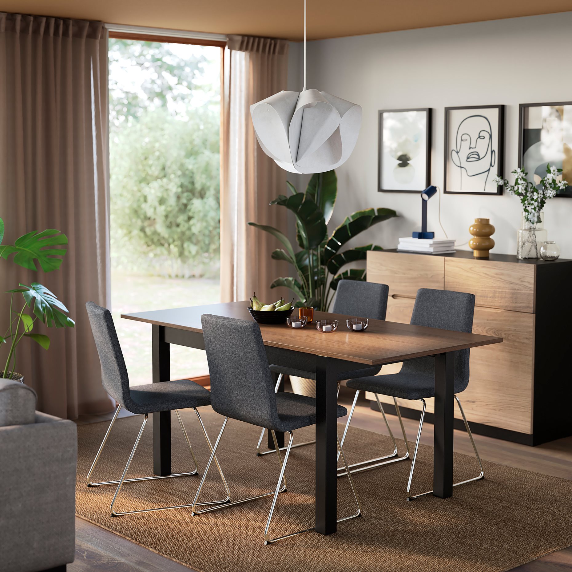 ÅLHULT/LILLÅNÄS, table and 4 chairs, 120/170x80 cm, 496.100.90