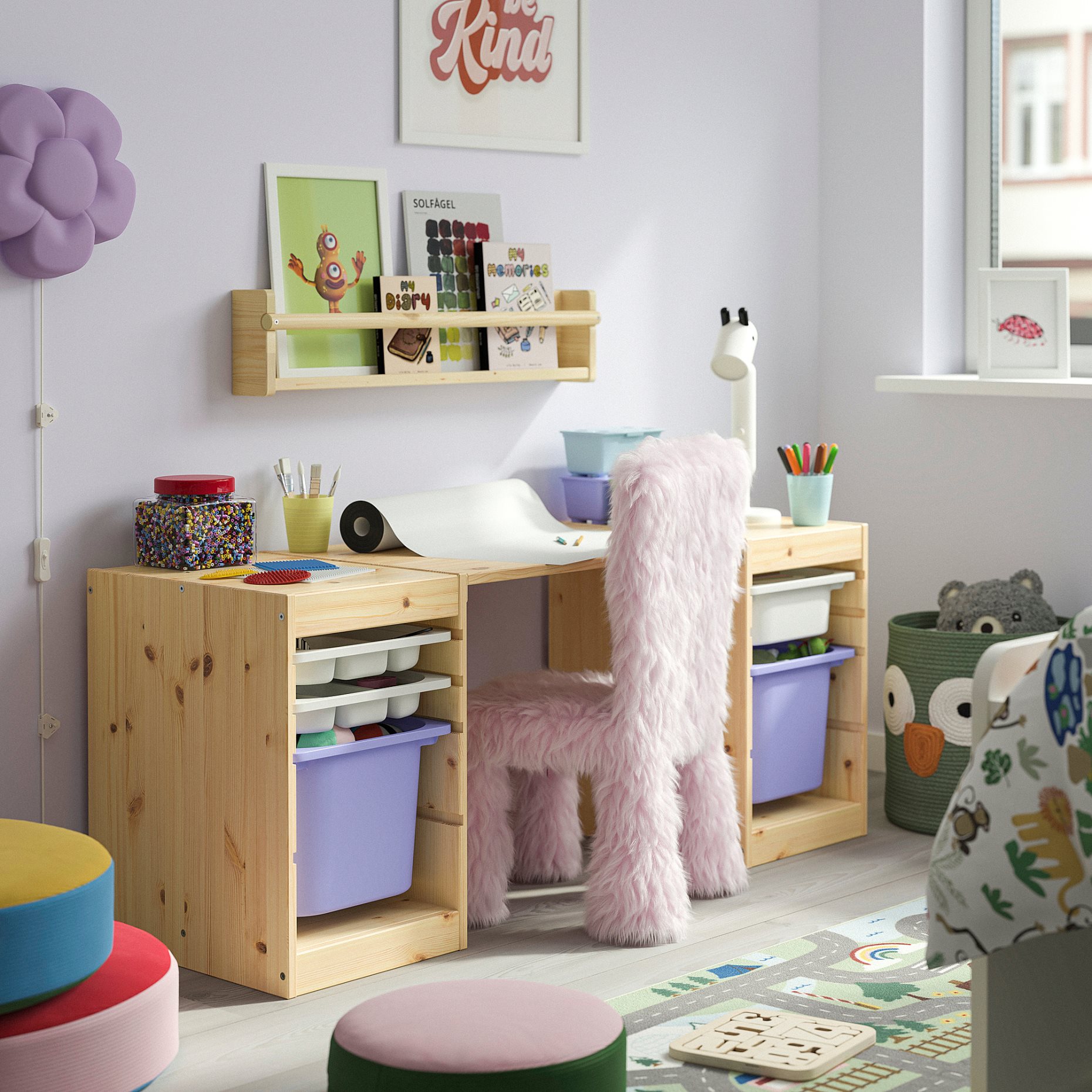 TROFAST, desk with storage boxes/trays, 124x44x52 cm, 496.139.27