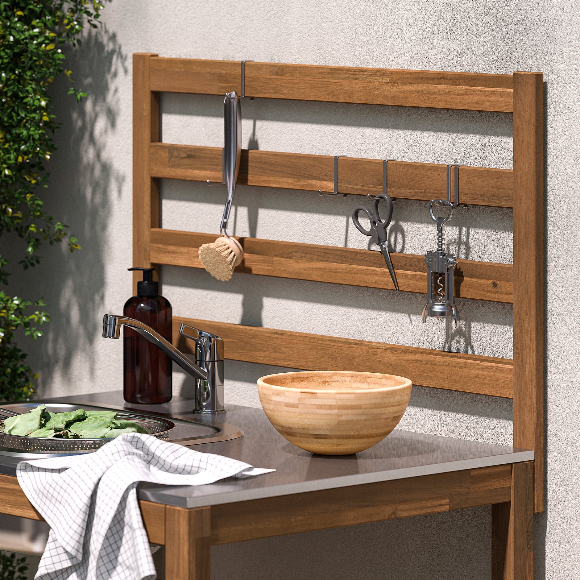 NÄMMARÖ, kitchen with sink unit outdoor, 240x62 cm, 496.155.25