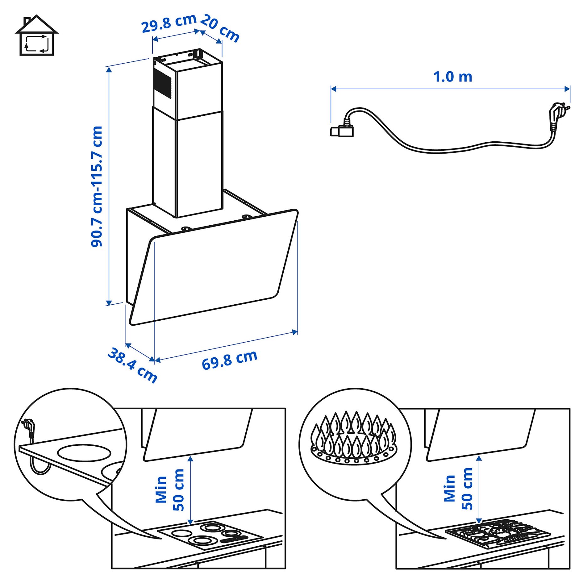 FINSMAKARE, wall mounted extractor hood, 503.891.40