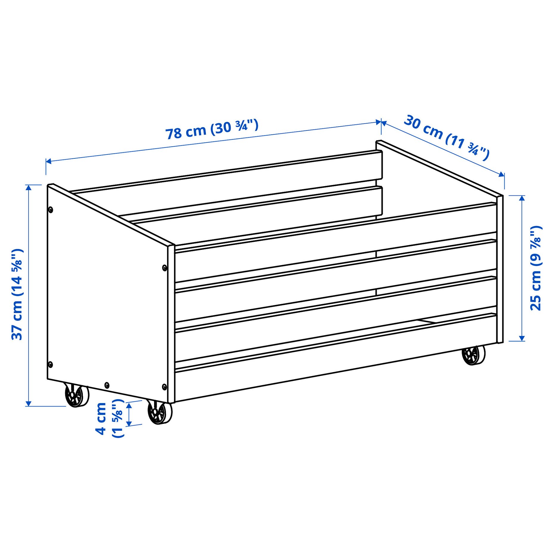 IVAR, storage box on wheels, 78x30 cm, 504.845.09