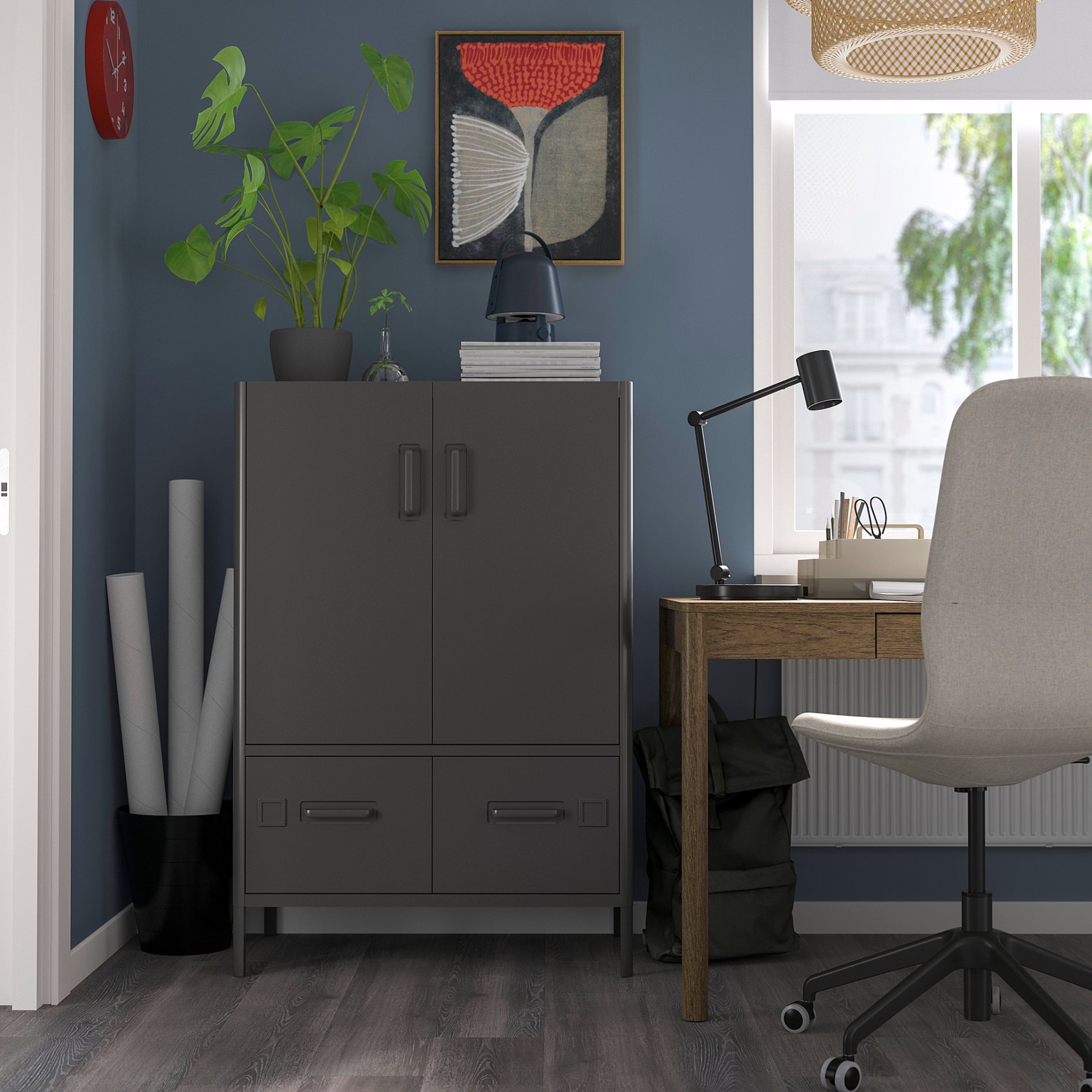 IDÅSEN, cabinet with doors and drawers, 80x47x119 cm, 504.963.81