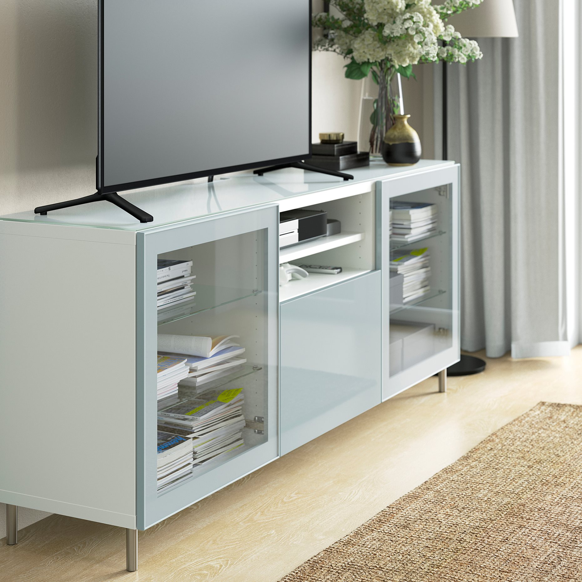 BESTÅ, top panel/glass for TV, 180x40 cm, 505.407.65