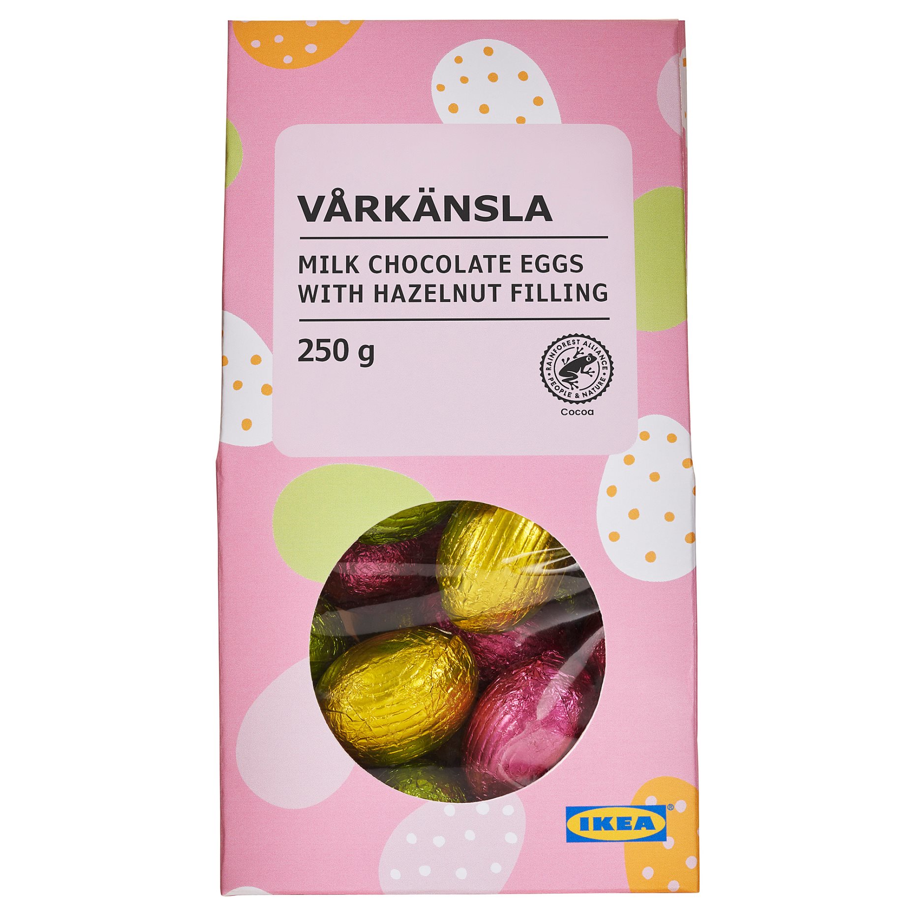 VÅRKÄNSLA, milk chocolate eggs with hazelnut filling/Rainforest Alliance Certified, 250 g, 505.463.38