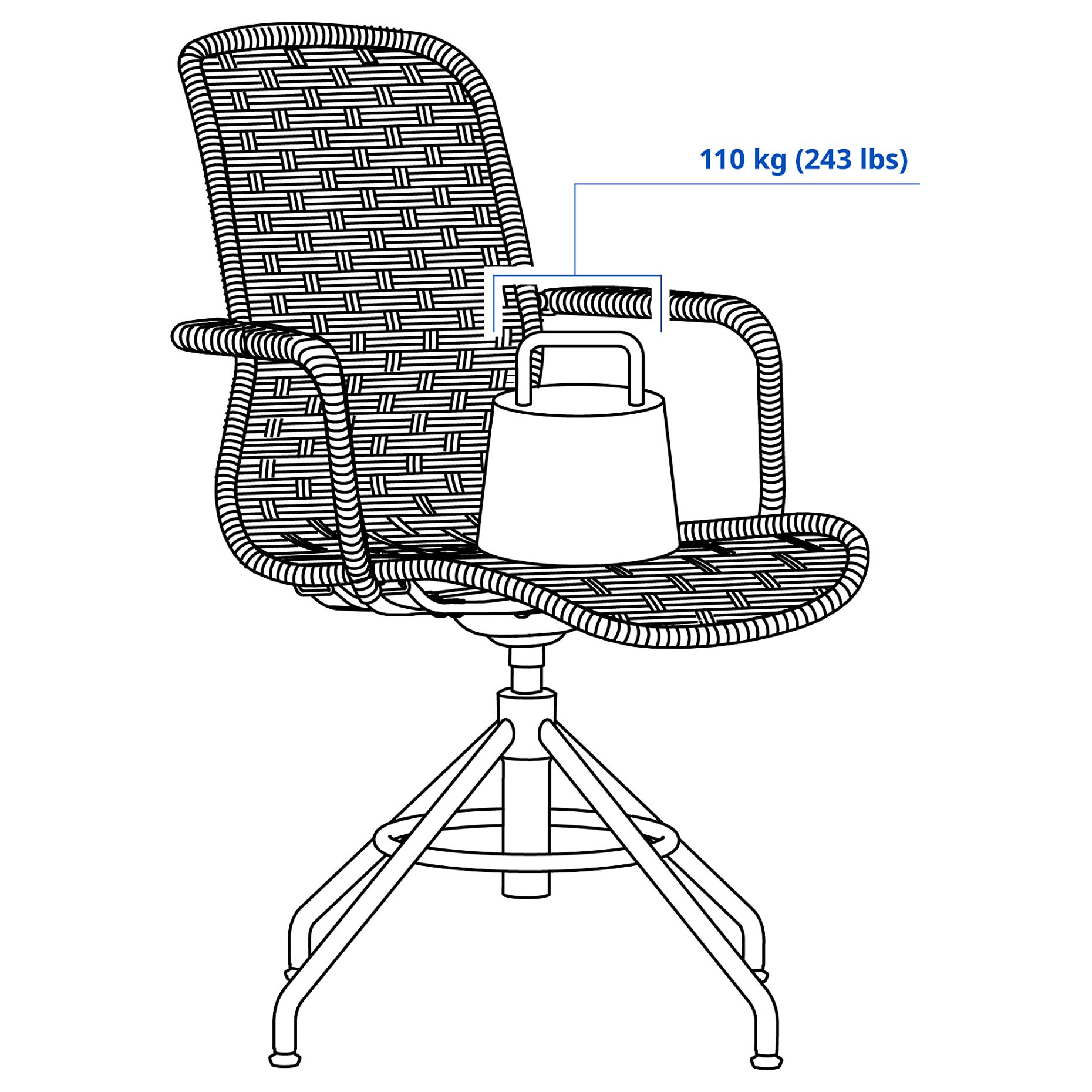STIGBYGEL, περιστρεφόμενη καρέκλα με μπράτσα, 505.564.31