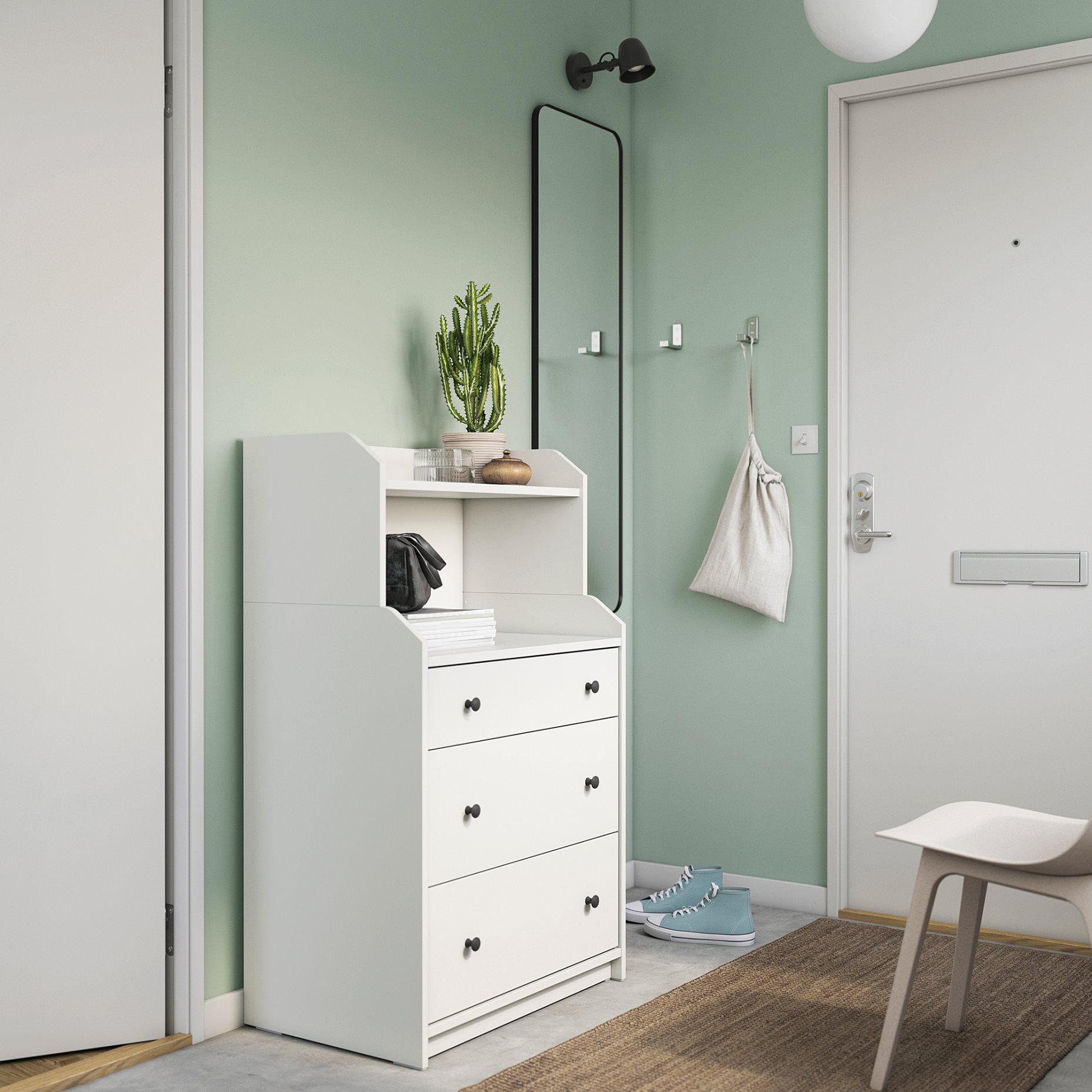 HAUGA, chest of 3 drawers with shelf, 70x46x116 cm, 505.815.29