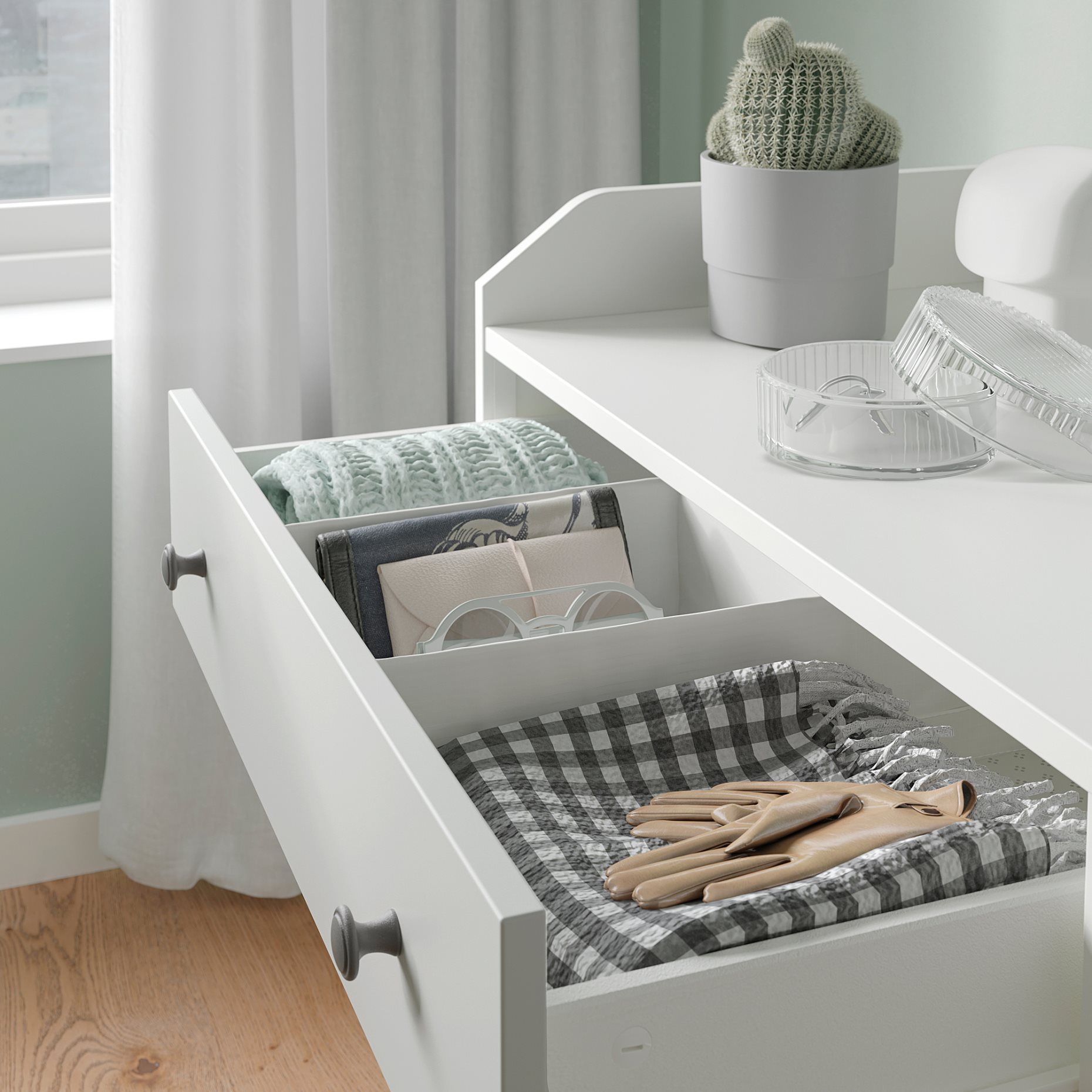 HAUGA, chest of 3 drawers with shelf, 70x46x116 cm, 505.815.29