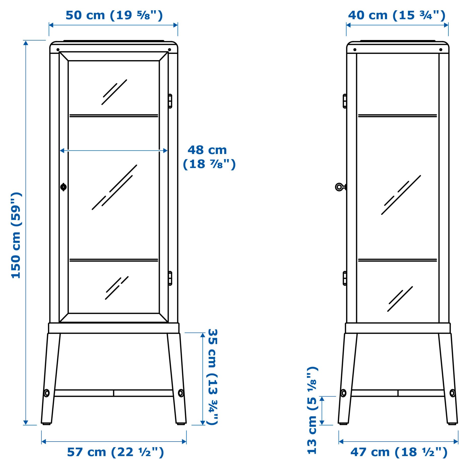 FABRIKÖR, glass-door cabinet, 57x150 cm, 506.014.24