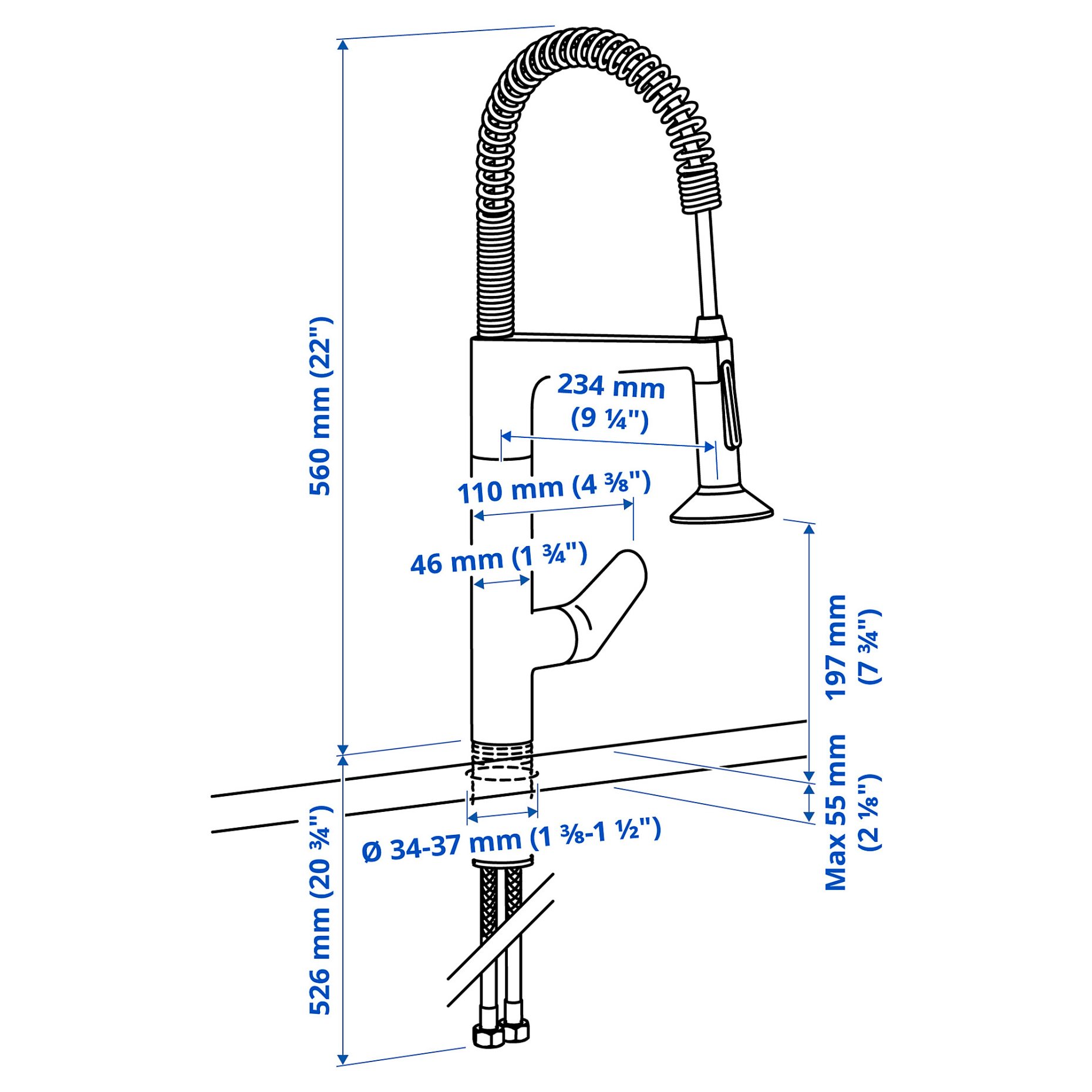 MAJSJÖN, μπαταρία κουζίνας με επεκτεινόμενο ντους, 506.019.14