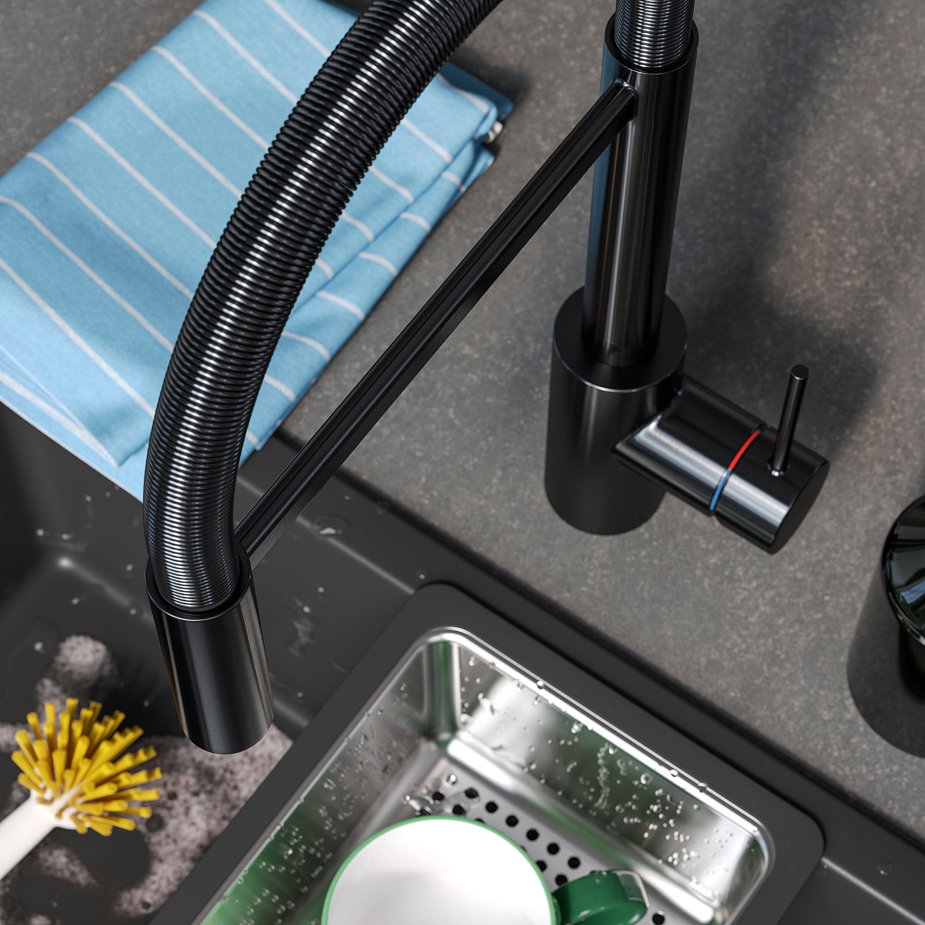 SALLSJÖN, μπαταρία κουζίνας με επεκτεινόμενο ντους, 506.020.27