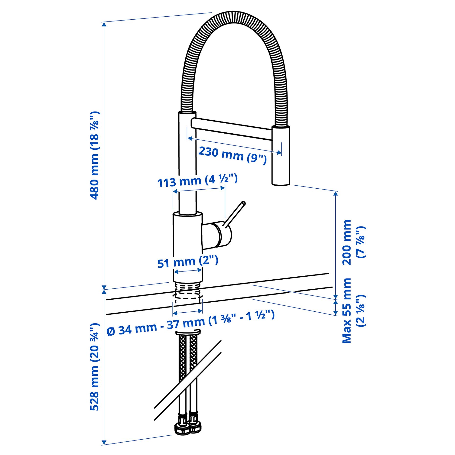 SALLSJÖN, μπαταρία κουζίνας με επεκτεινόμενο ντους, 506.020.27