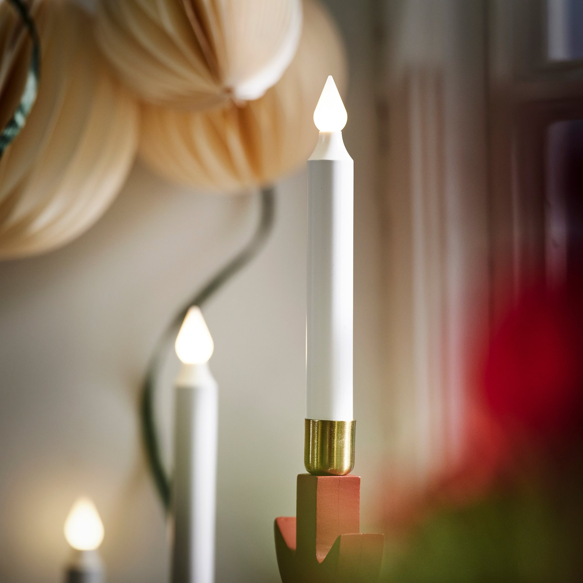 STRÅLA, candelabra with built-in LED light source/leaf, 506.335.66