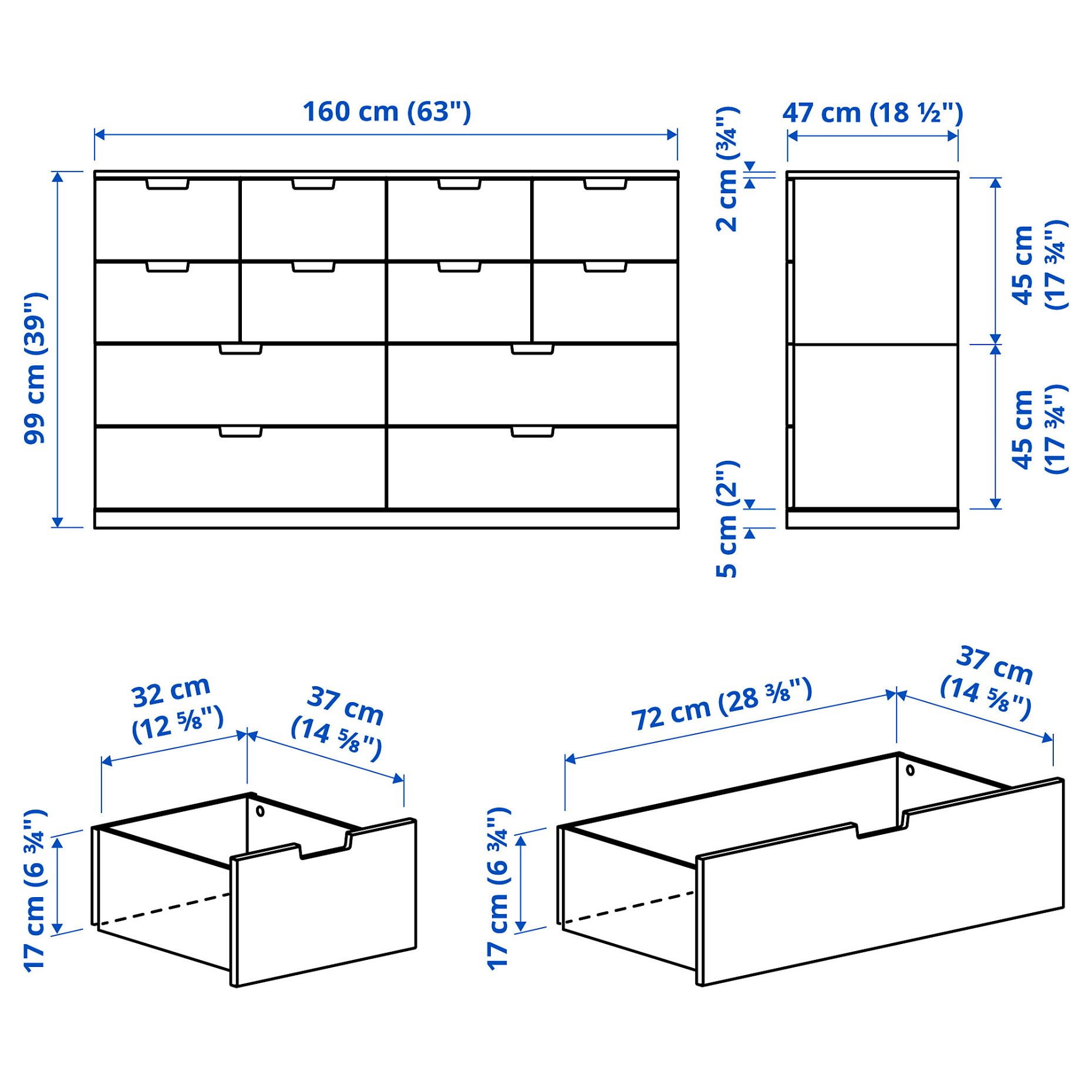 NORDLI, chest of 12 drawers, 160x99 cm, 592.394.91
