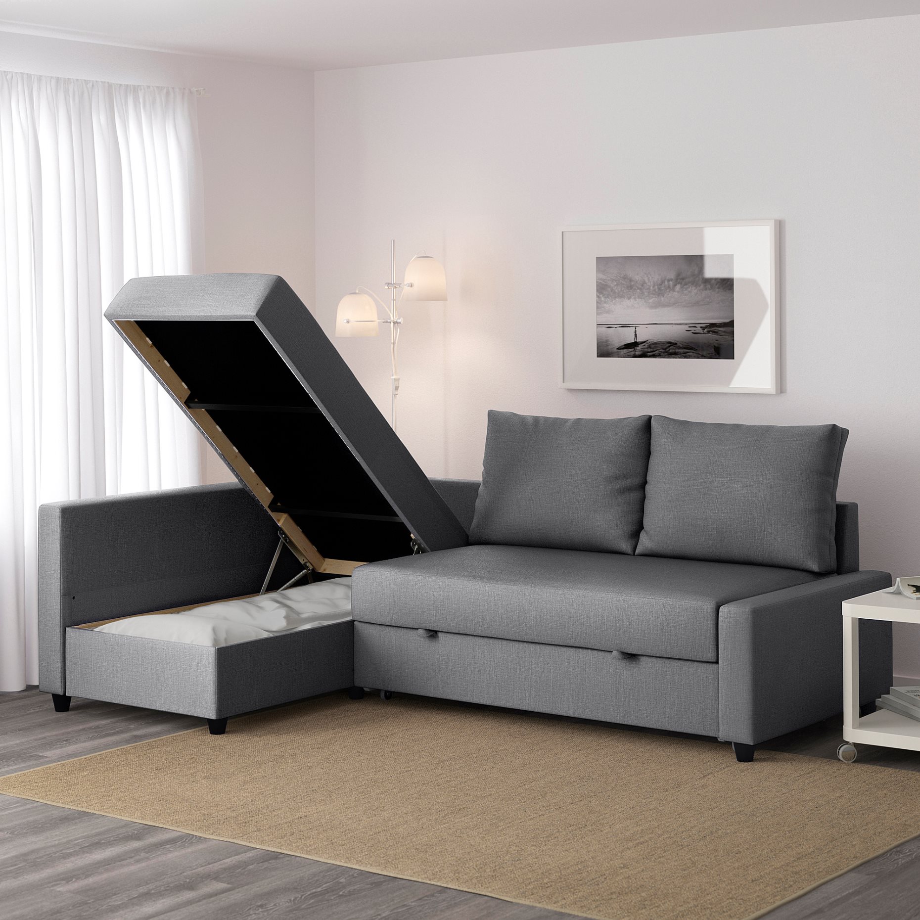 FRIHETEN, corner sofa-bed with storage with extra back cushions, 593.266.24