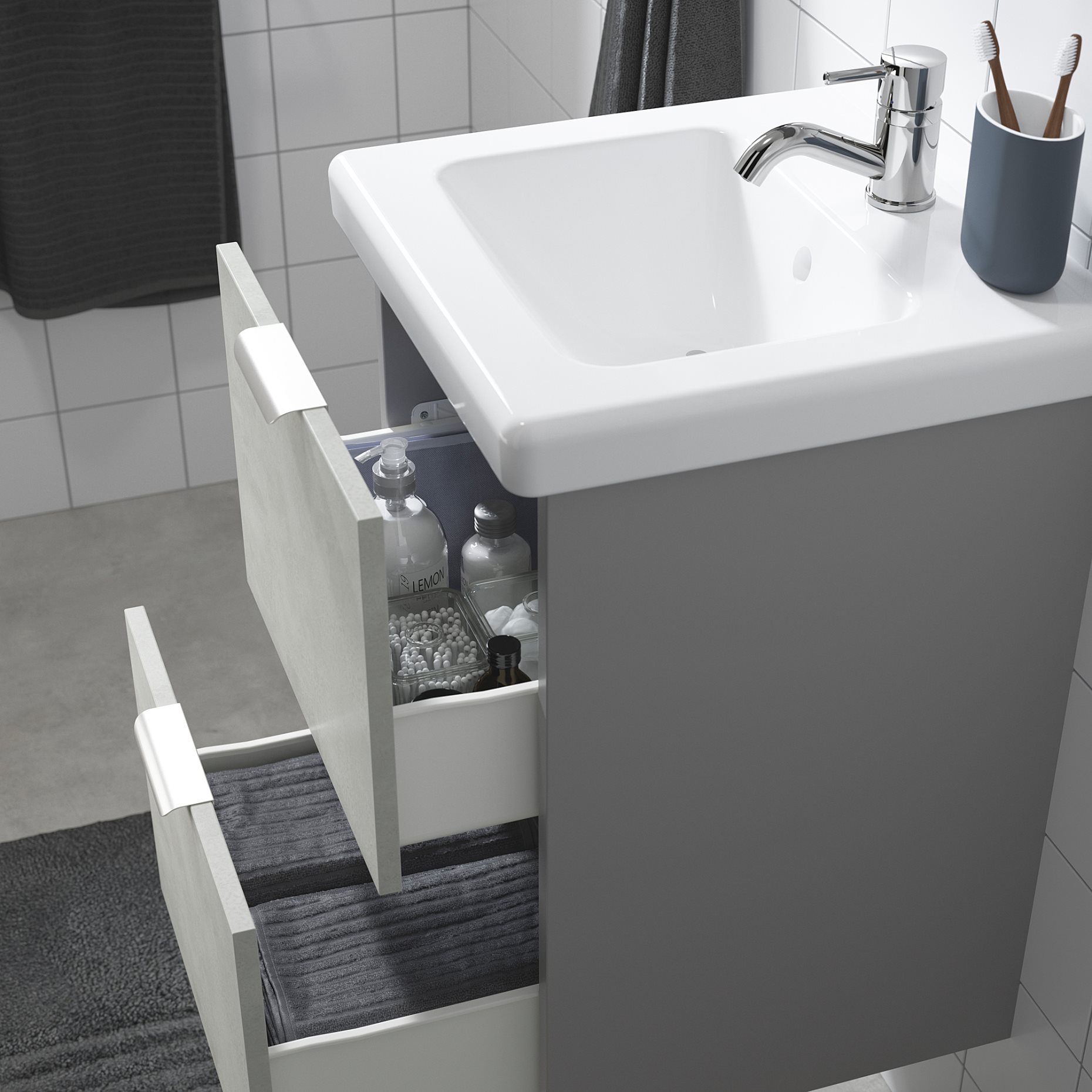 ENHET/TVALLEN, wash-stand with 2 drawers, 593.364.11