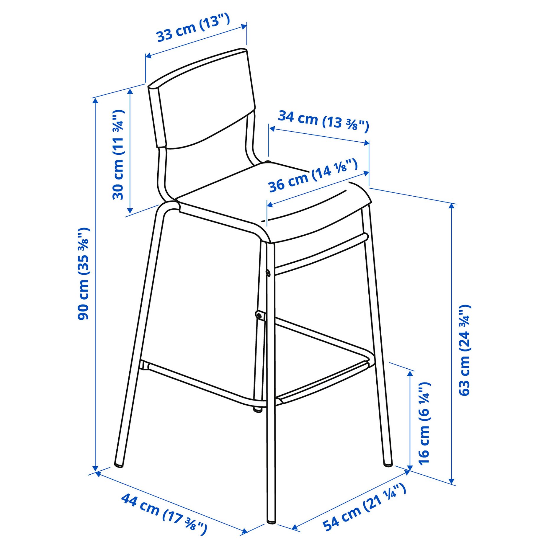 HAVERUD/STIG, table and 2 stools, 105 cm, 594.289.34