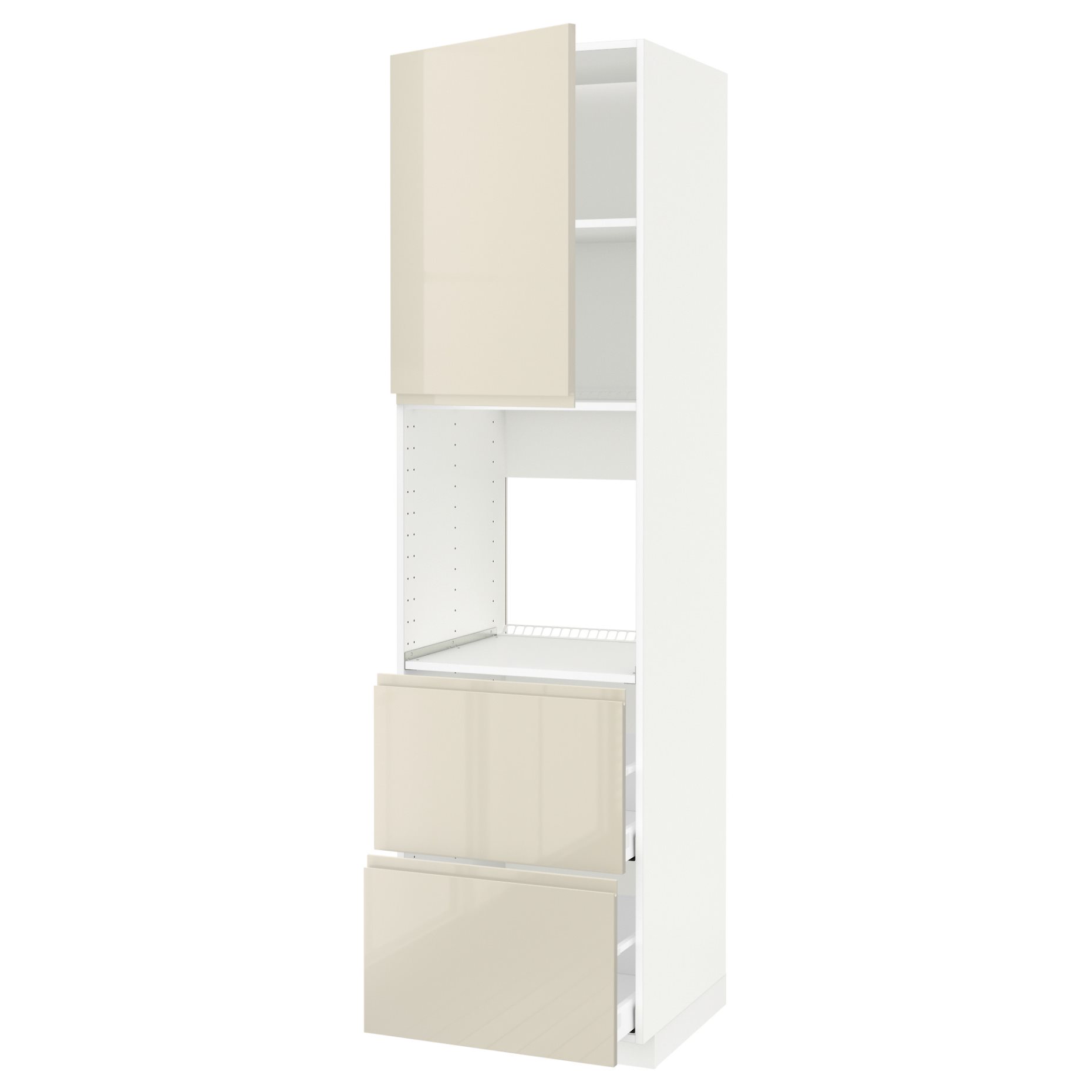 METOD/MAXIMERA, high cabinet for oven with door/2 fronts/2 high drawers, 60x60x220 cm, 594.623.53