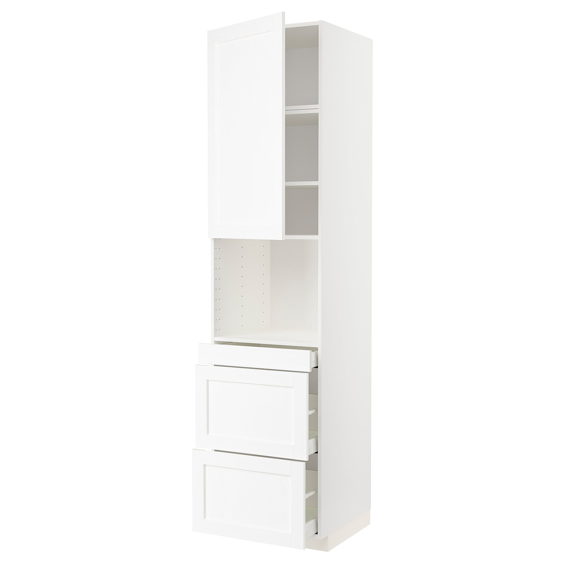 METOD/MAXIMERA, high cabinet for microwave combi with door/3 drawers, 60x60x240 cm, 594.733.61