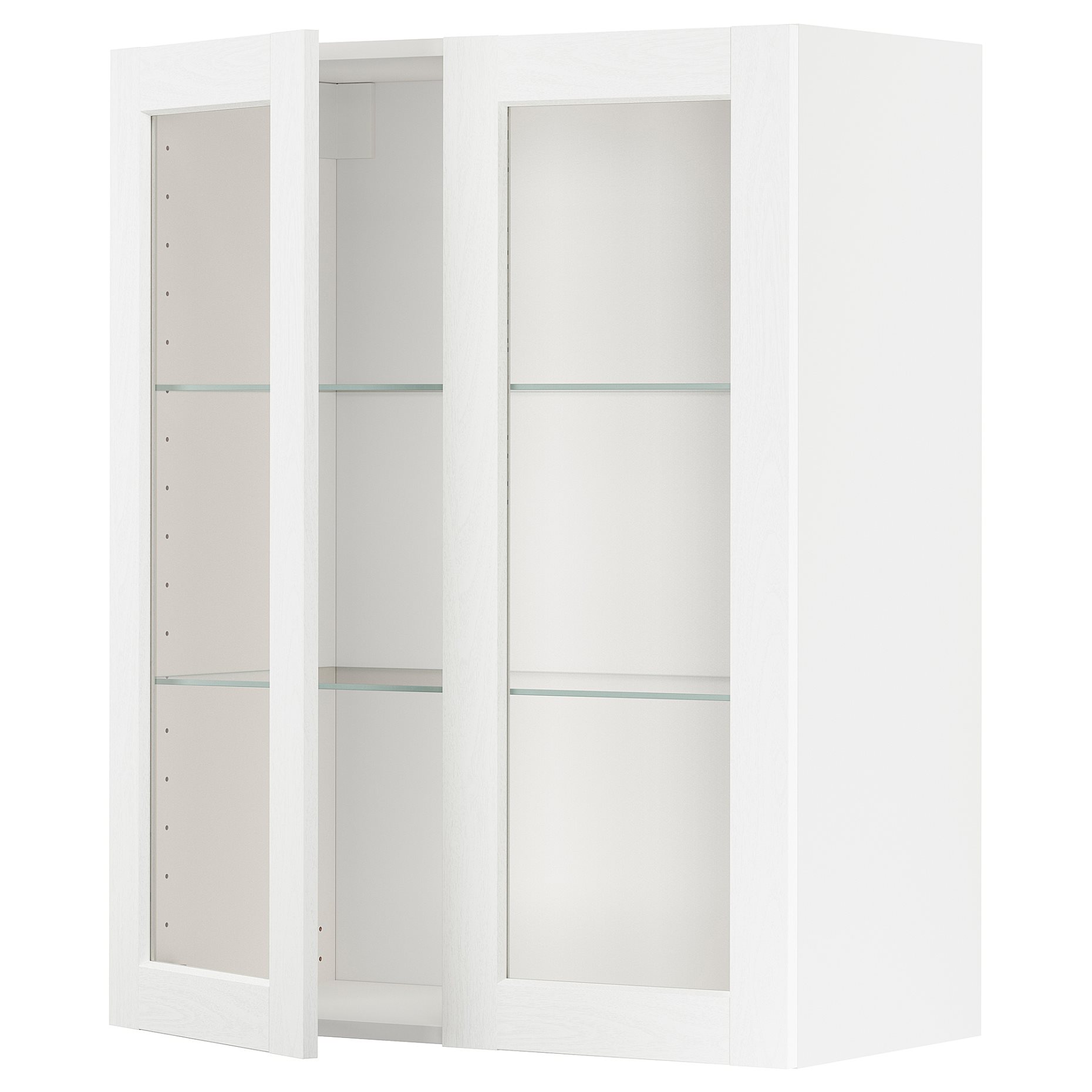 METOD, wall cabinet with shelves/2 glass doors, 80x100 cm, 594.734.79