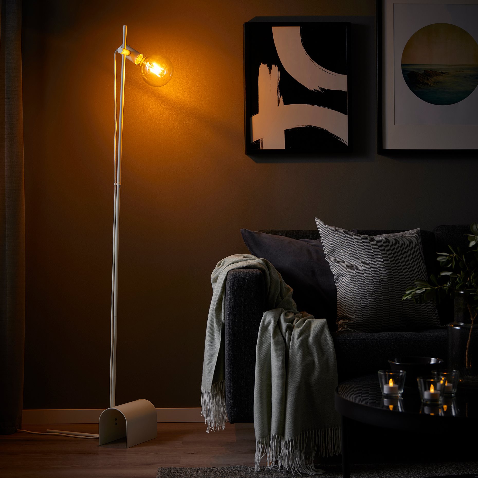 HARSLINGA/LUNNOM, floor lamp with light bulb, 595.090.44