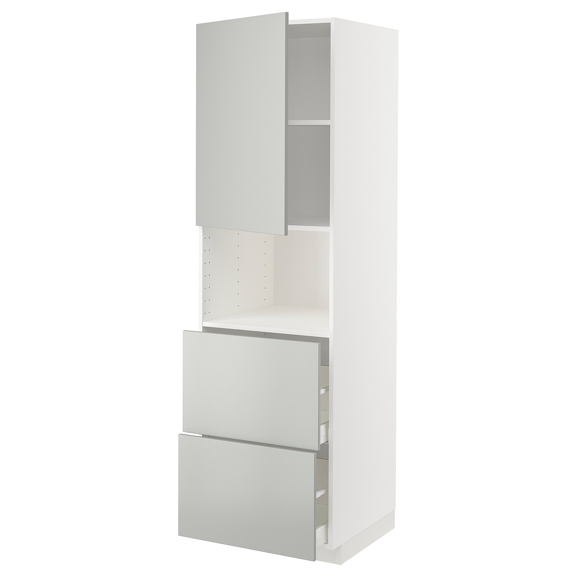 METOD, ψηλό ντουλάπι για φούρνο μικρoκυμάτων με πόρτα/2 συρτάρια, 60x60x200 cm, 595.391.59