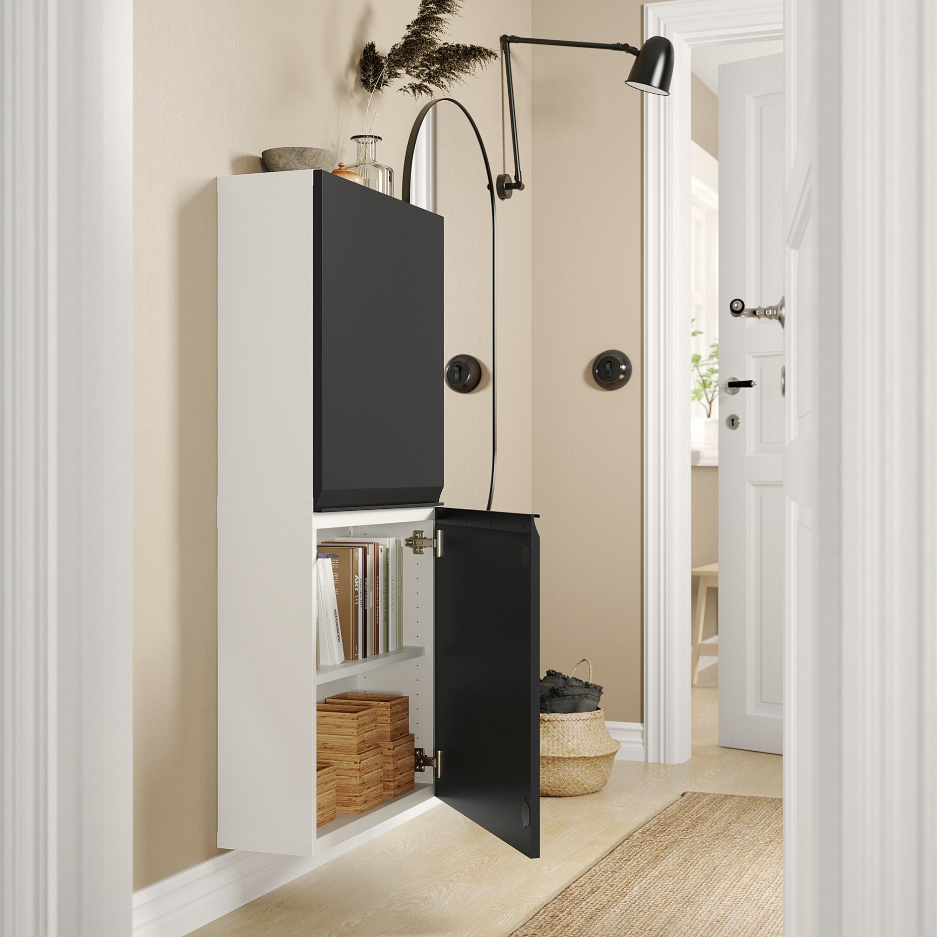 BESTÅ, wall cabinet with 2 doors, 60x22x128 cm, 595.693.49