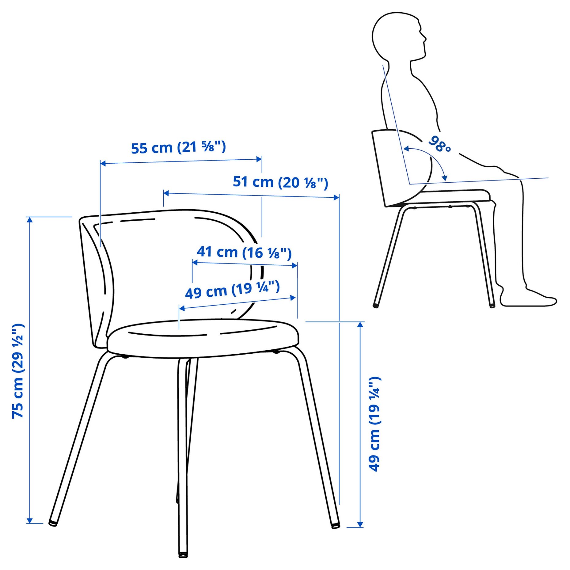 TONSTAD/KRYLBO, table and 4 chairs, 140/196x85 cm, 595.967.10