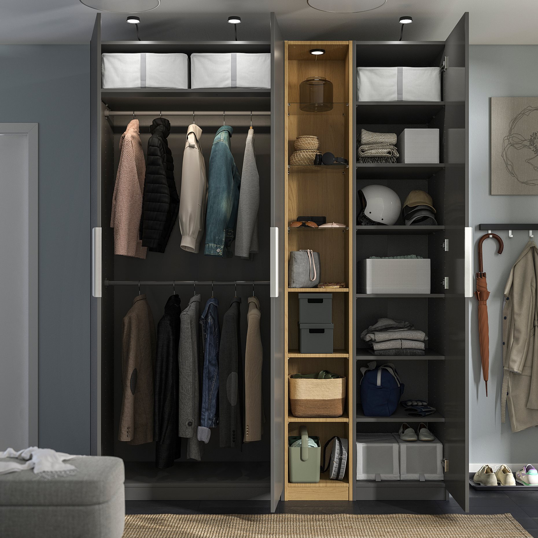 PAX/FORSAND, wardrobe combination, 185x60x236 cm, 596.072.66